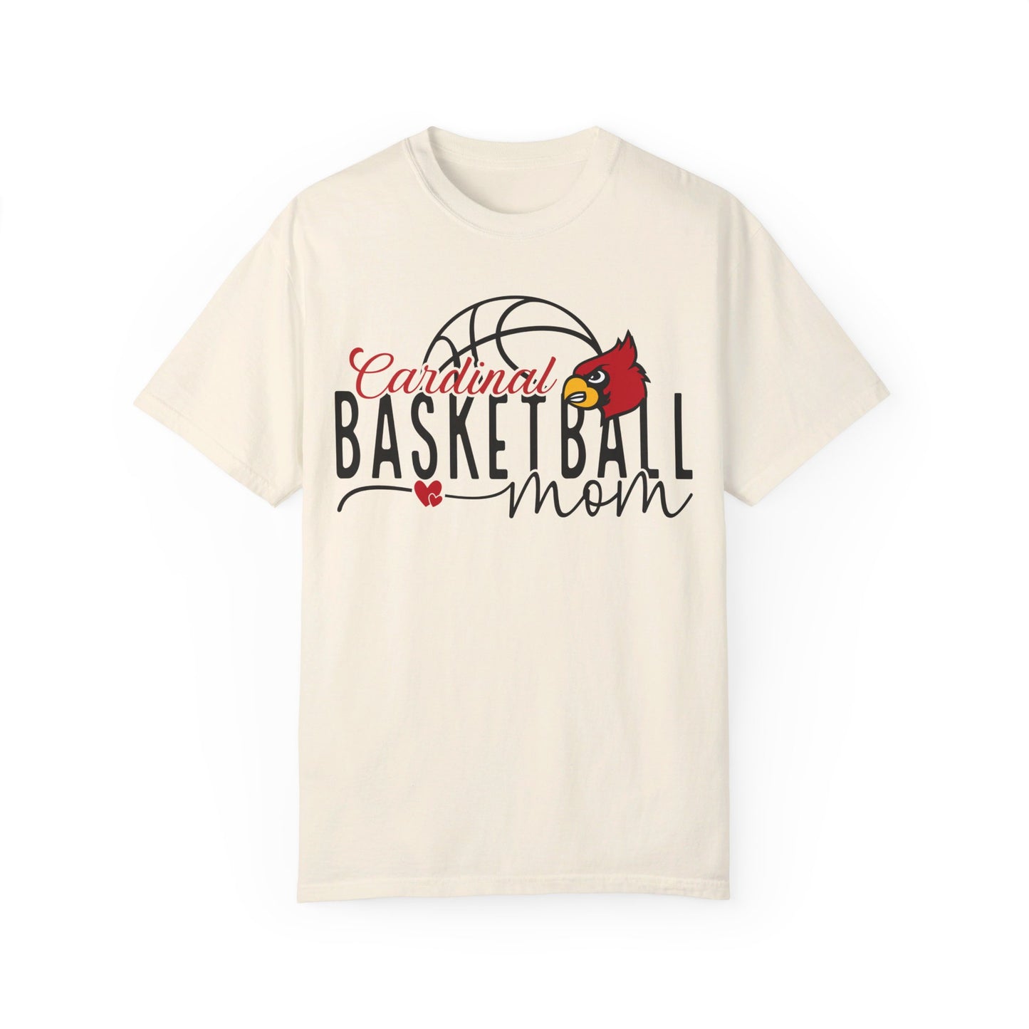 Cardinal Basketball Mom Hearts - Comfort Colors T-shirt