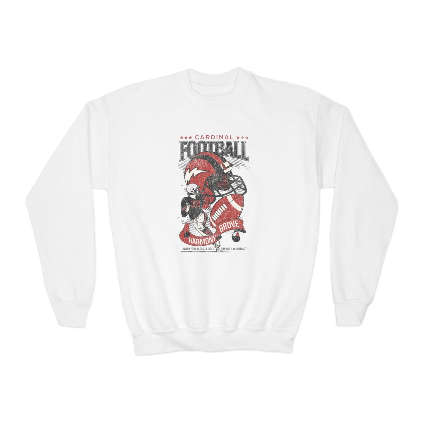Vintage Cardinal Football - Youth Crew Sweatshirt