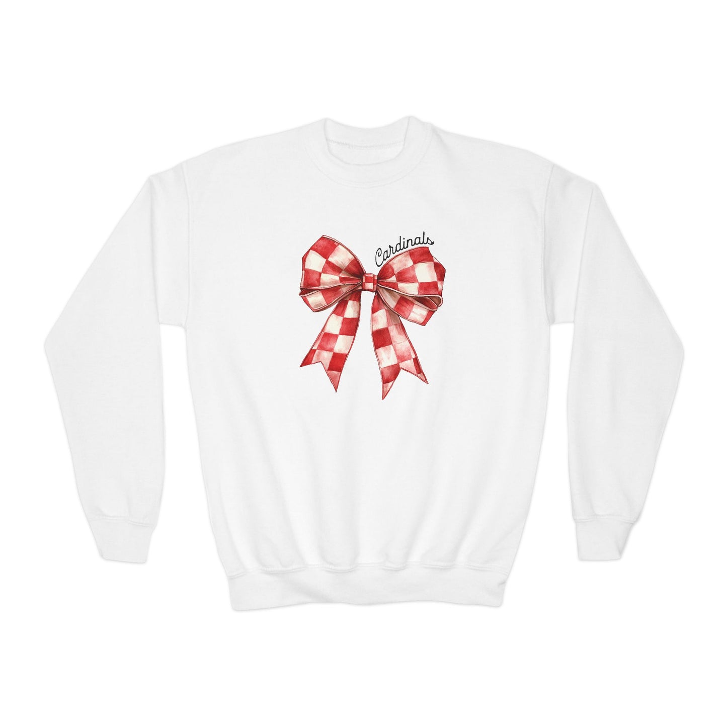 Coquette Red Bow Cardinals - Youth Crew Sweatshirt