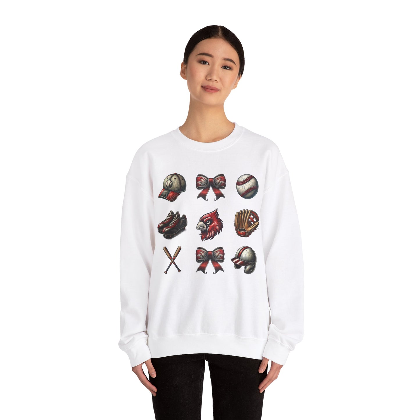 Cardinal Vintage Baseball Coquette - Unisex Heavy Blend™ Crewneck Sweatshirt