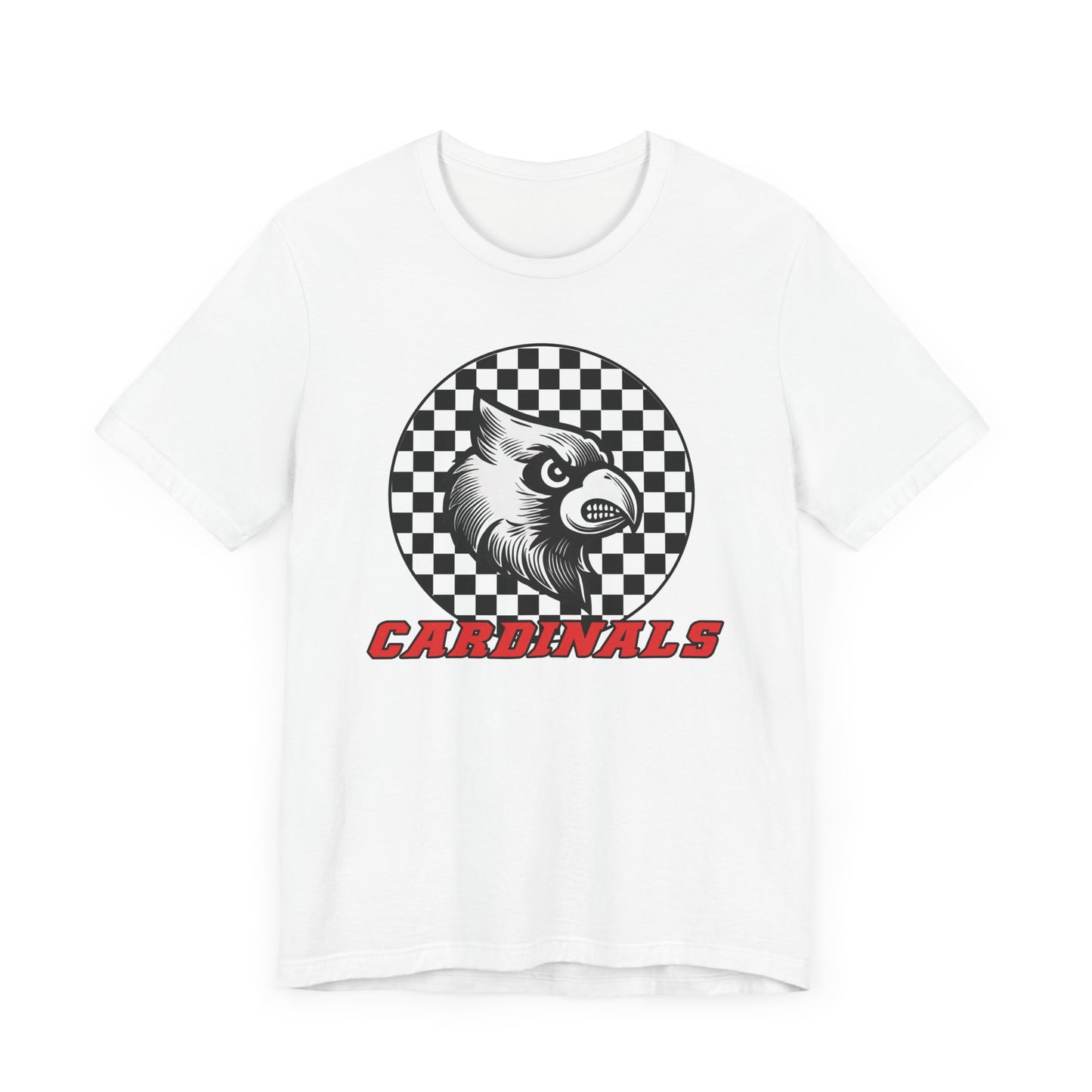 Cardinals Black and White Checkerboard - Bella + Canvas Short Sleeve Tee