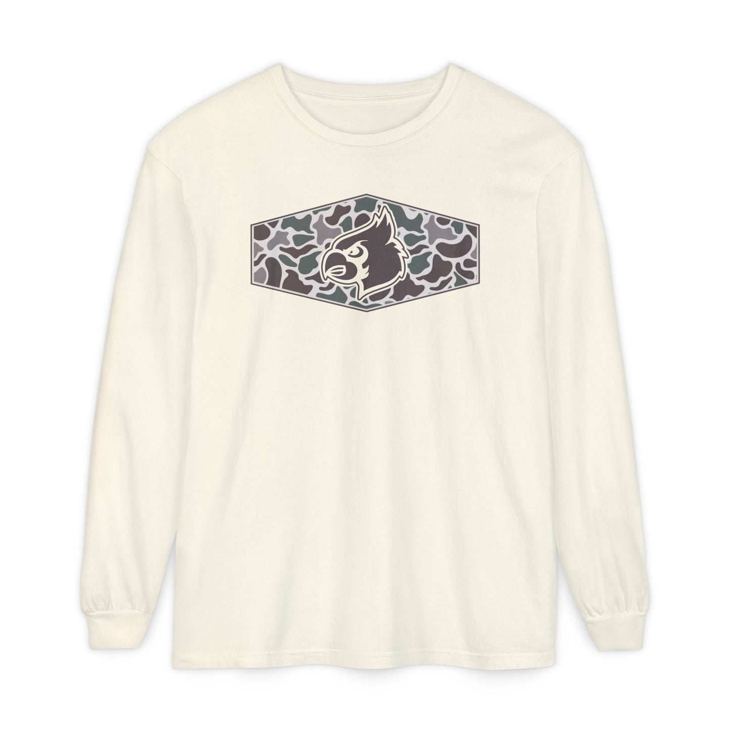 Old School Camo Cardinal Inset - Comfort Colors Long Sleeve T-Shirt