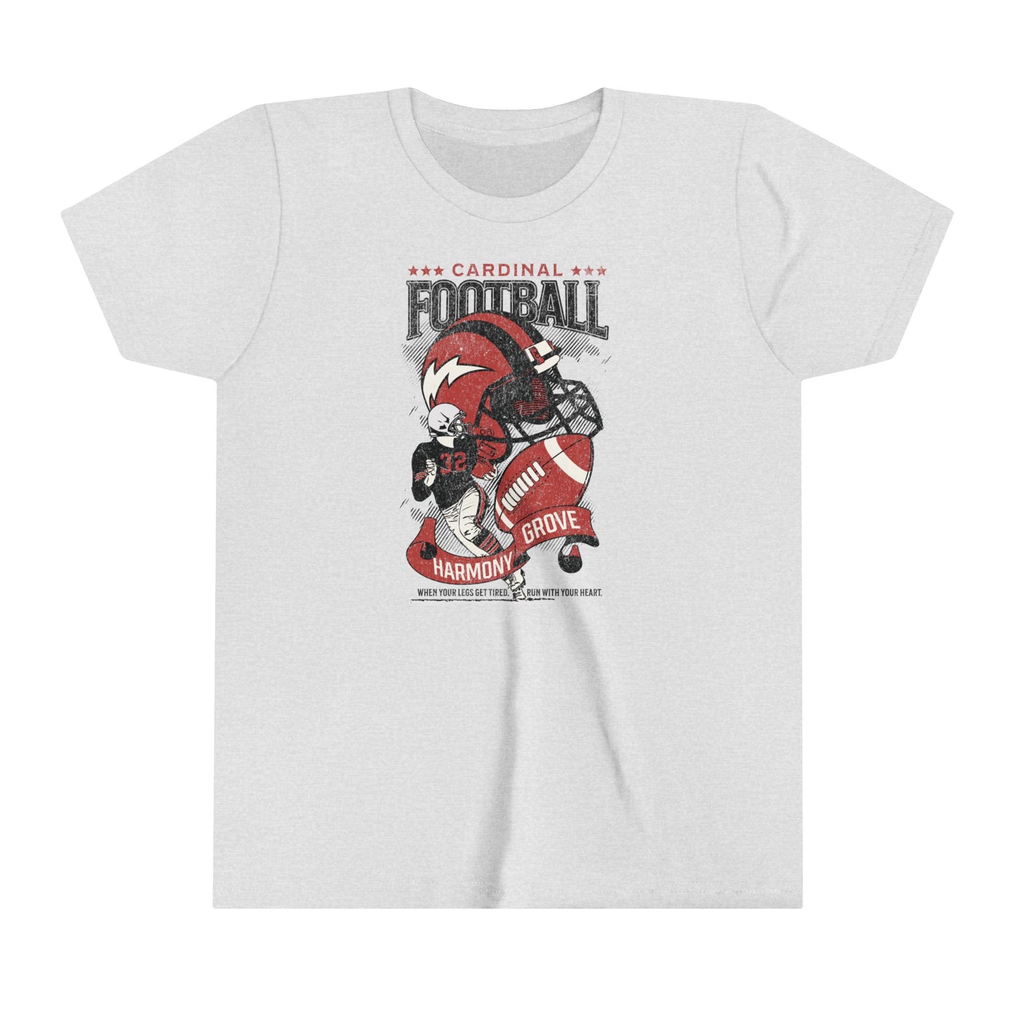 Vintage Cardinal Football - Bella + Canvas Youth Tee