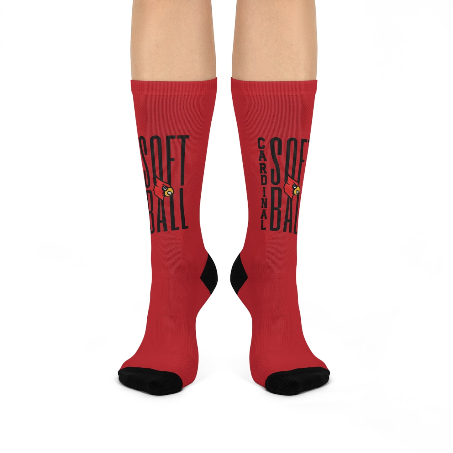 Cardinal Softball - Red Cushioned Crew Socks