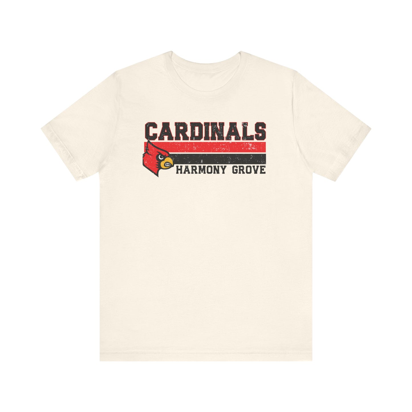 Cardinals Harmony Grove Stripe - Bella + Canvas Short Sleeve Tee