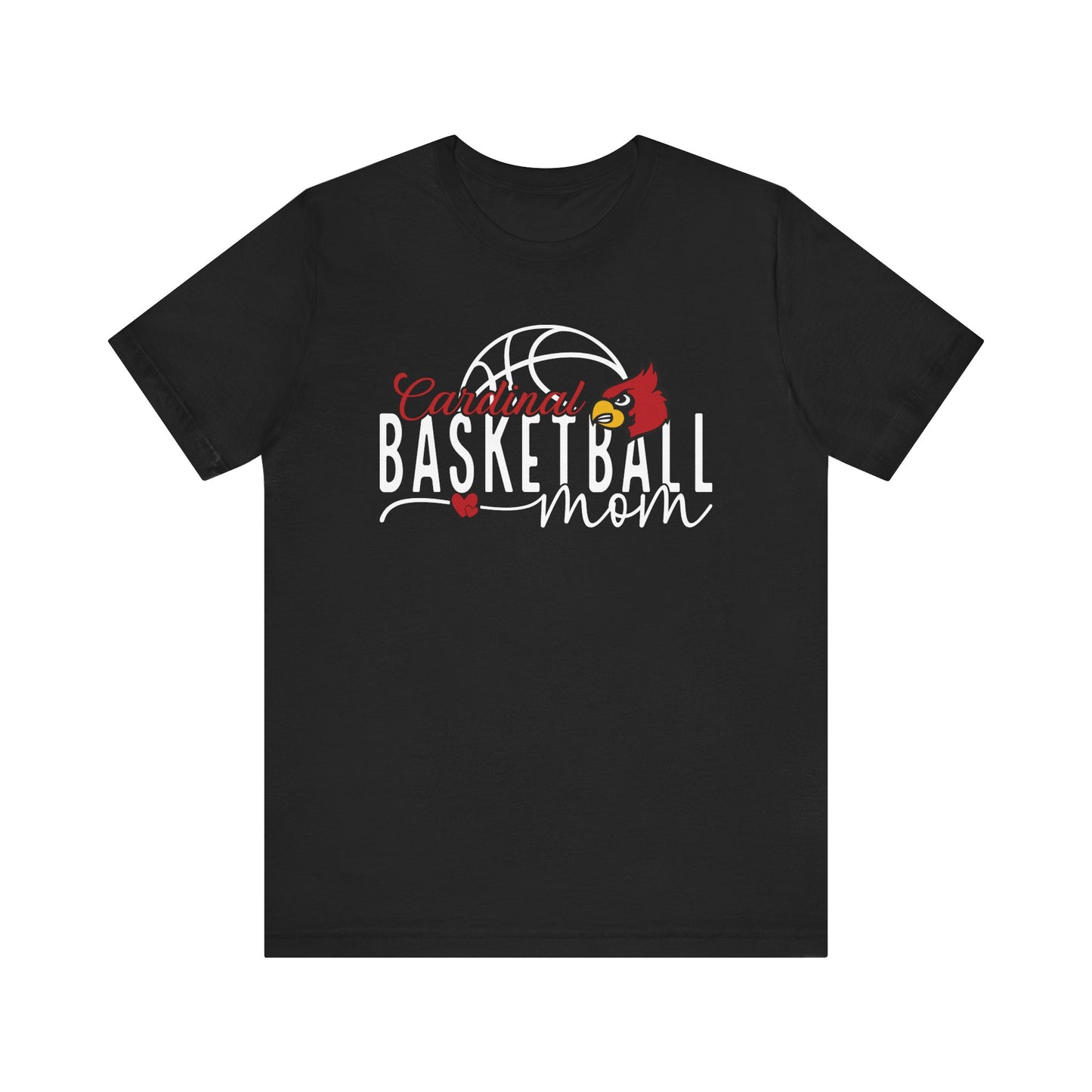 Cardinal Basketball Mom Hearts - Bella + Canvas Short Sleeve Tee
