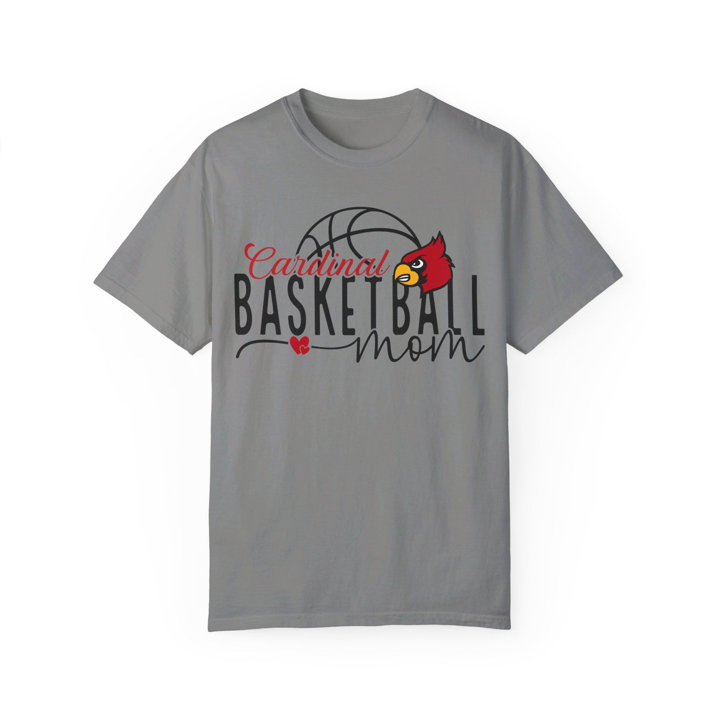 Cardinal Basketball Mom Hearts - Comfort Colors T-shirt