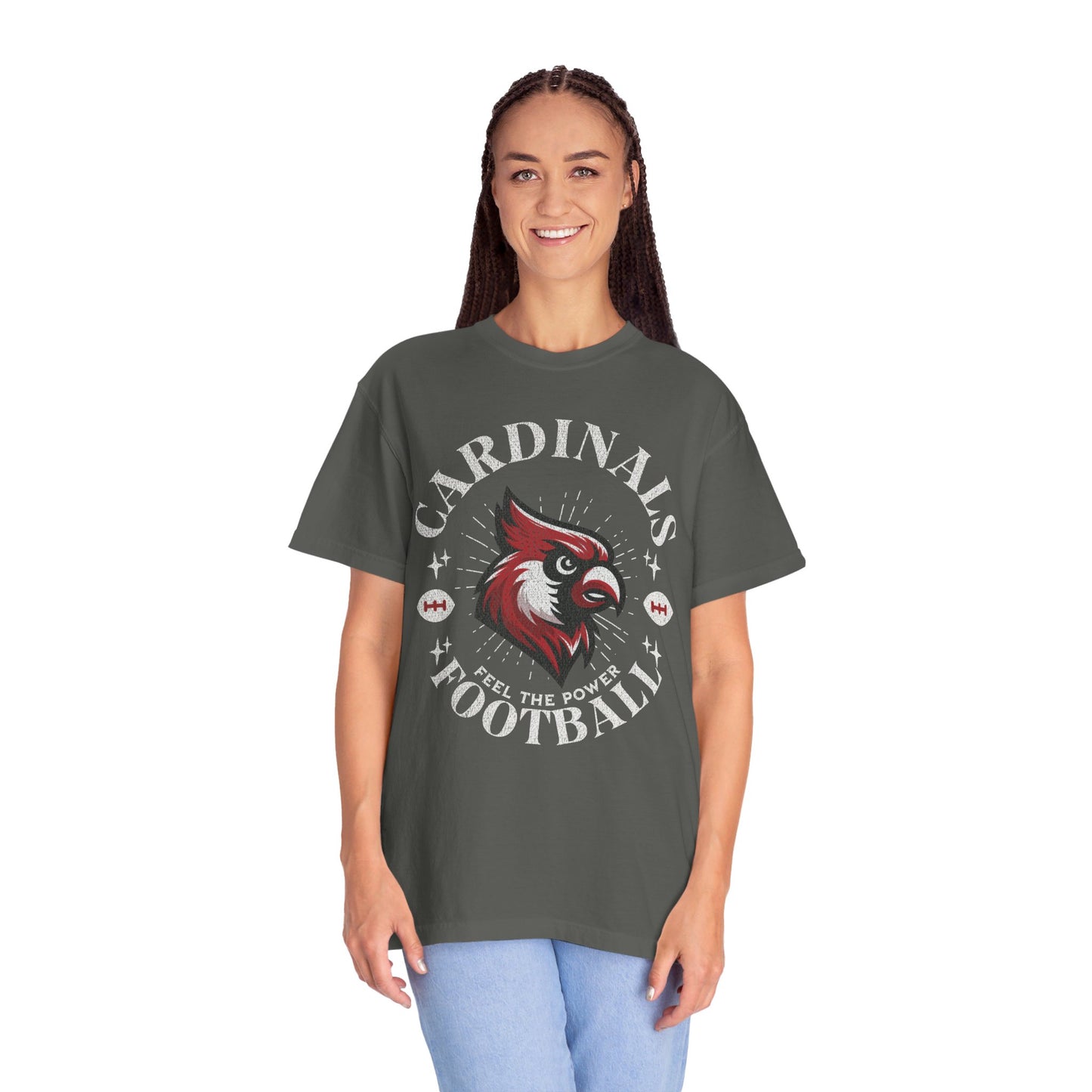 Cardinal Football Distressed - Comfort Colors T-shirt