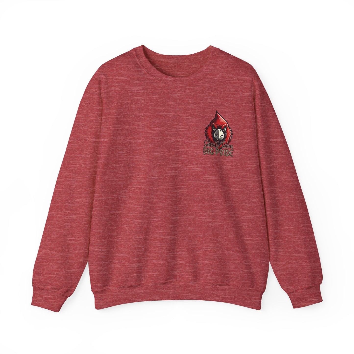 Cardinal Small Town Big Pride Back Design - Unisex Heavy Blend™ Crewneck Sweatshirt