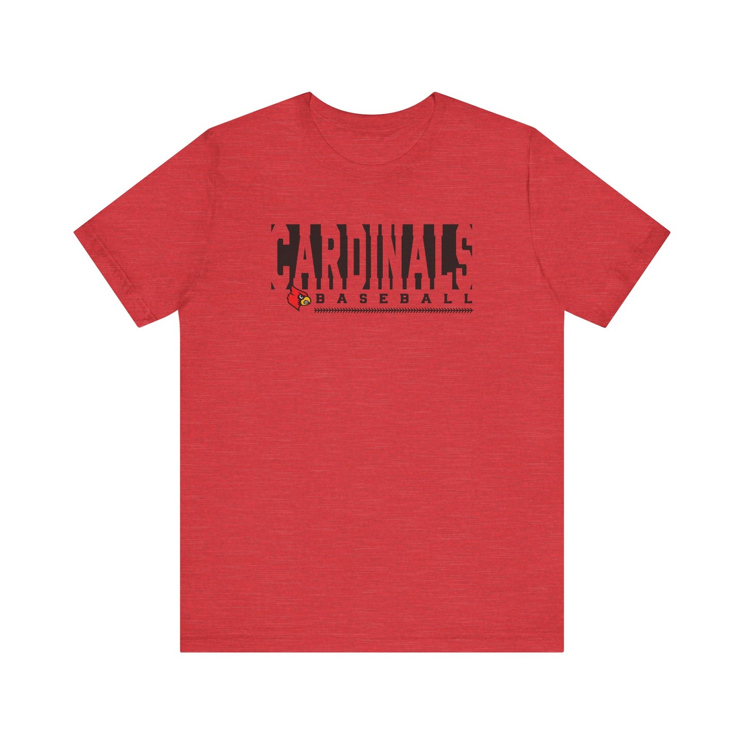 Cardinals Baseball Inset Text - Bella + Canvas Short Sleeve Tee