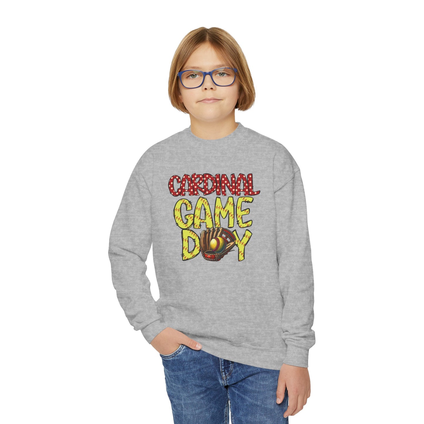 Cardinal Game Day Softball - Youth Crew Sweatshirt
