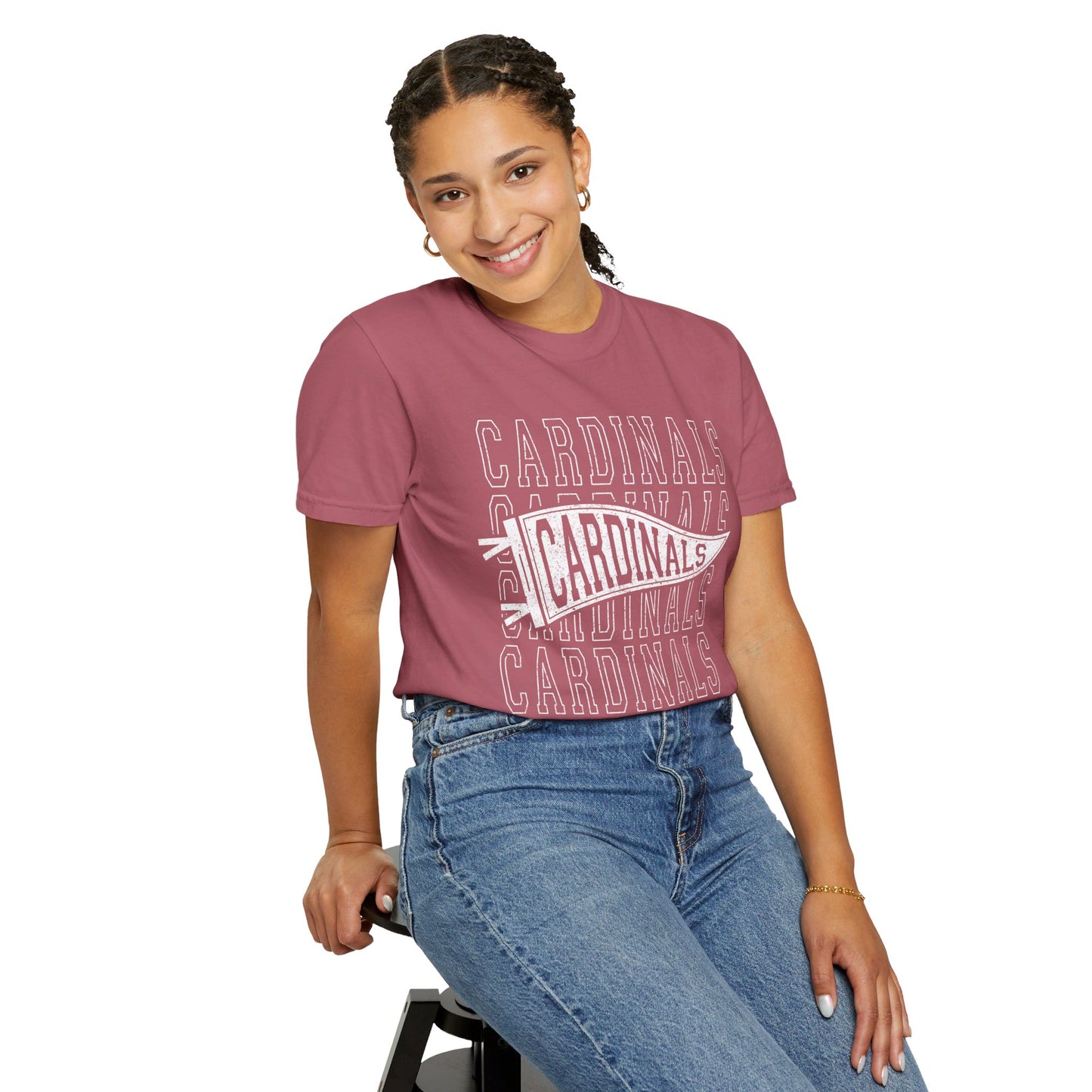 Cardinal Distressed Pennant - Comfort Colors T-shirt