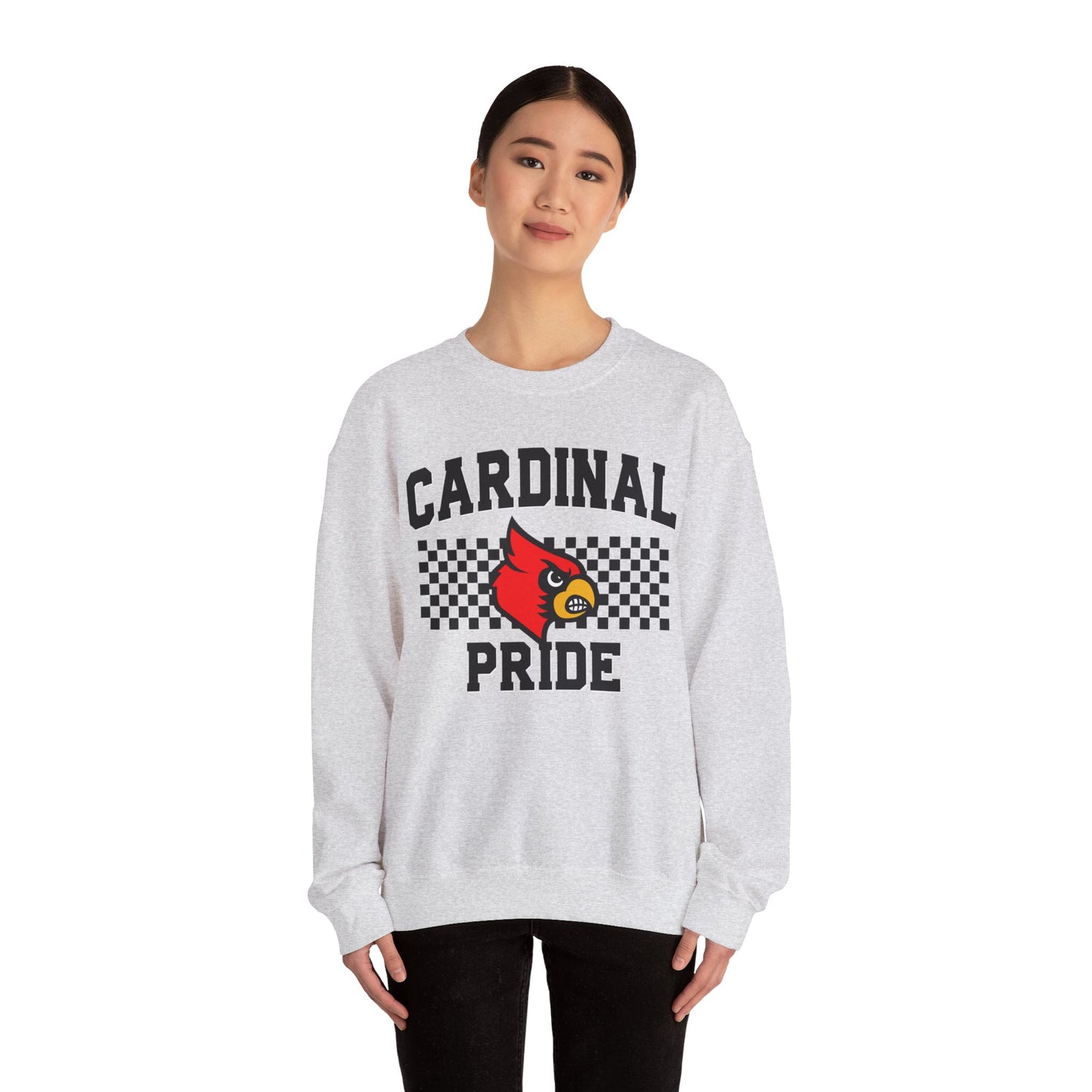 Cardinal Pride Black and White Checkerboard - Unisex Heavy Blend™ Crewneck Sweatshirt