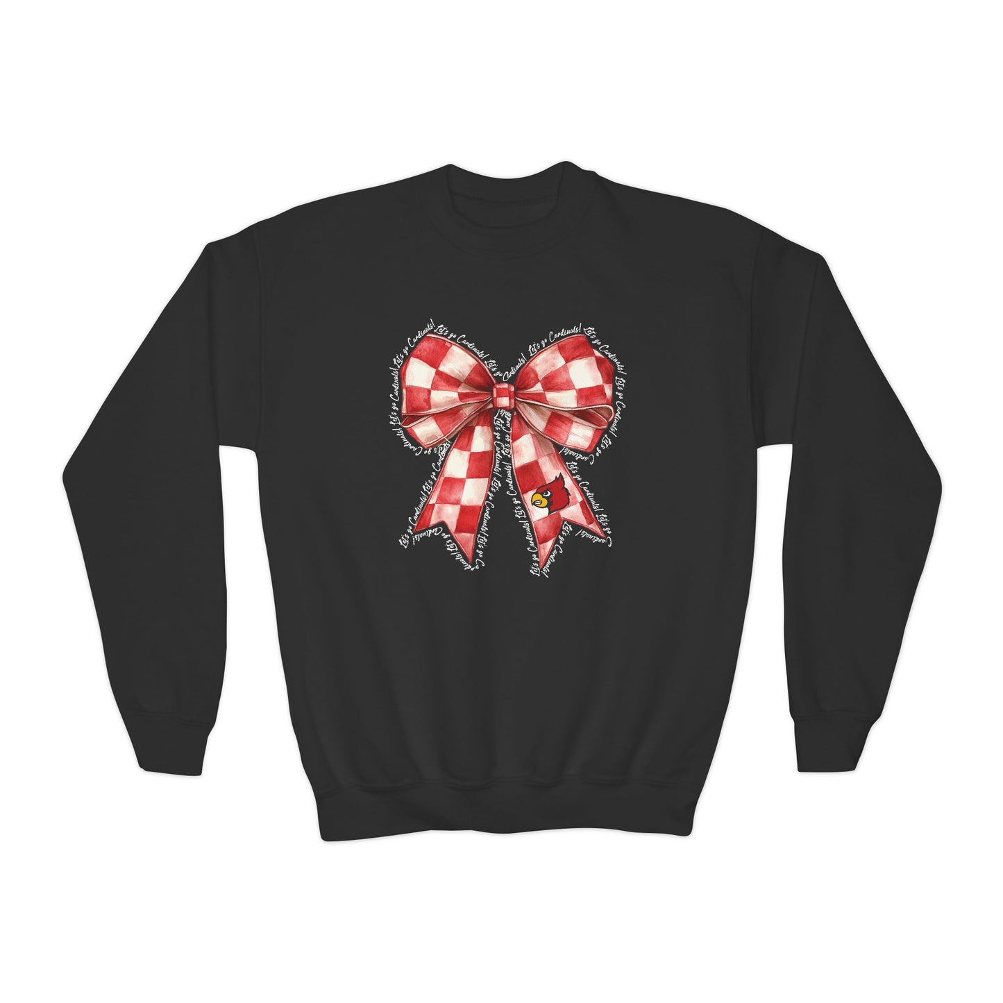 Let's go Cardinals Coquette Bow - Youth Crew Sweatshirt