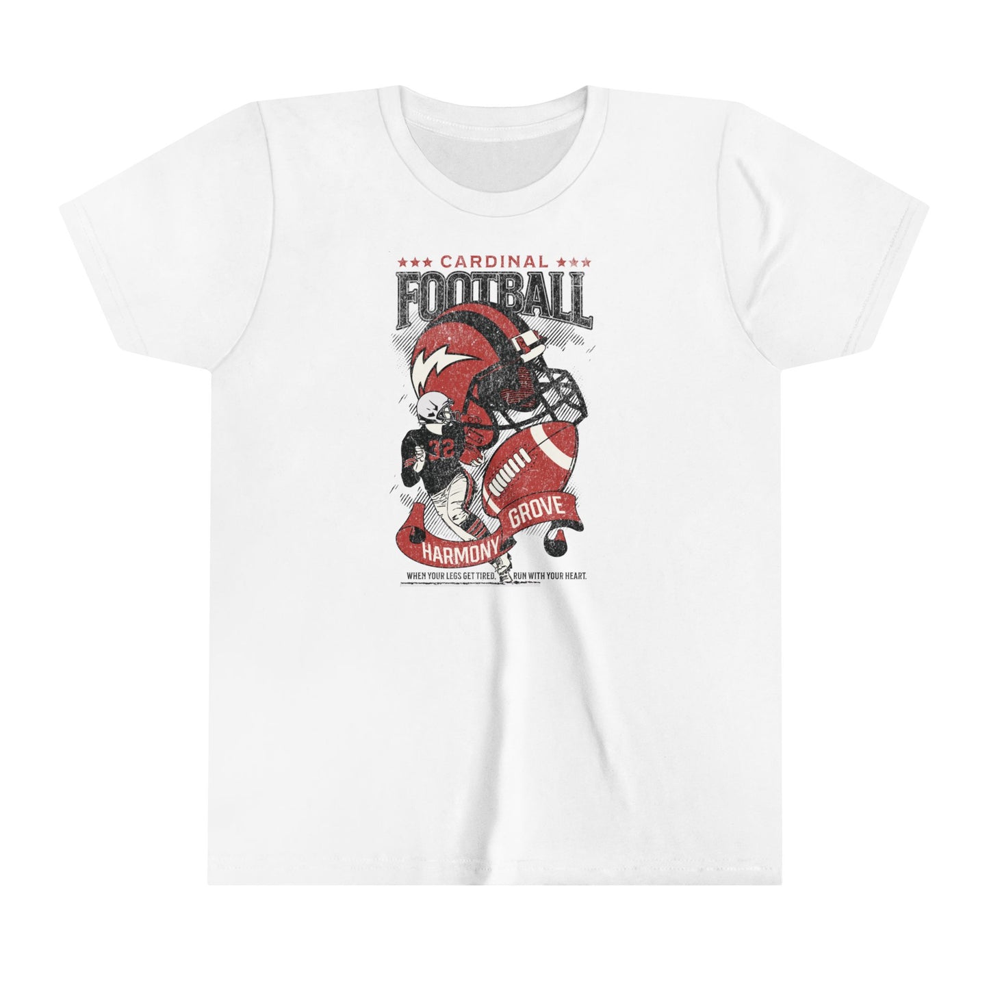 Vintage Cardinal Football - Bella + Canvas Youth Tee