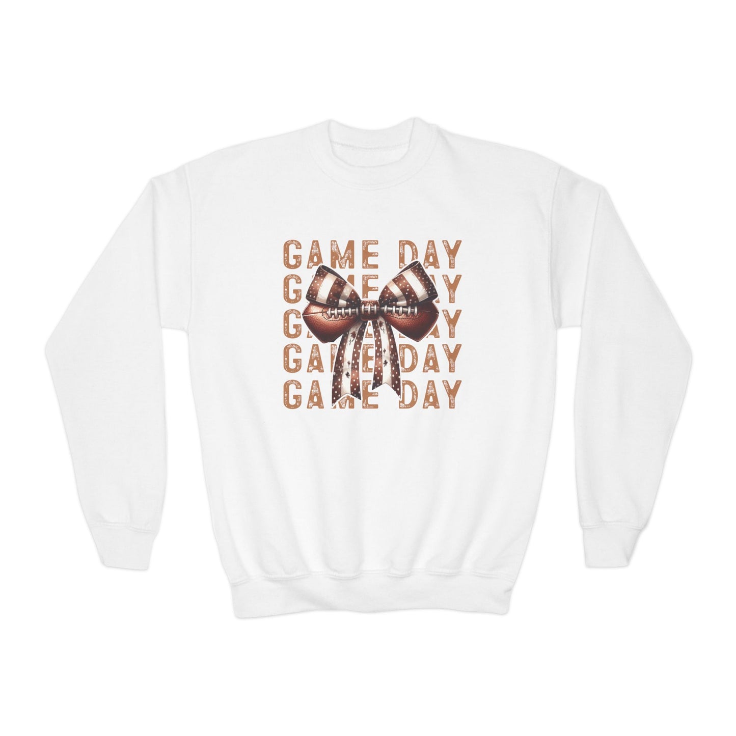 Game Day Football Bow - Youth Crew Sweatshirt
