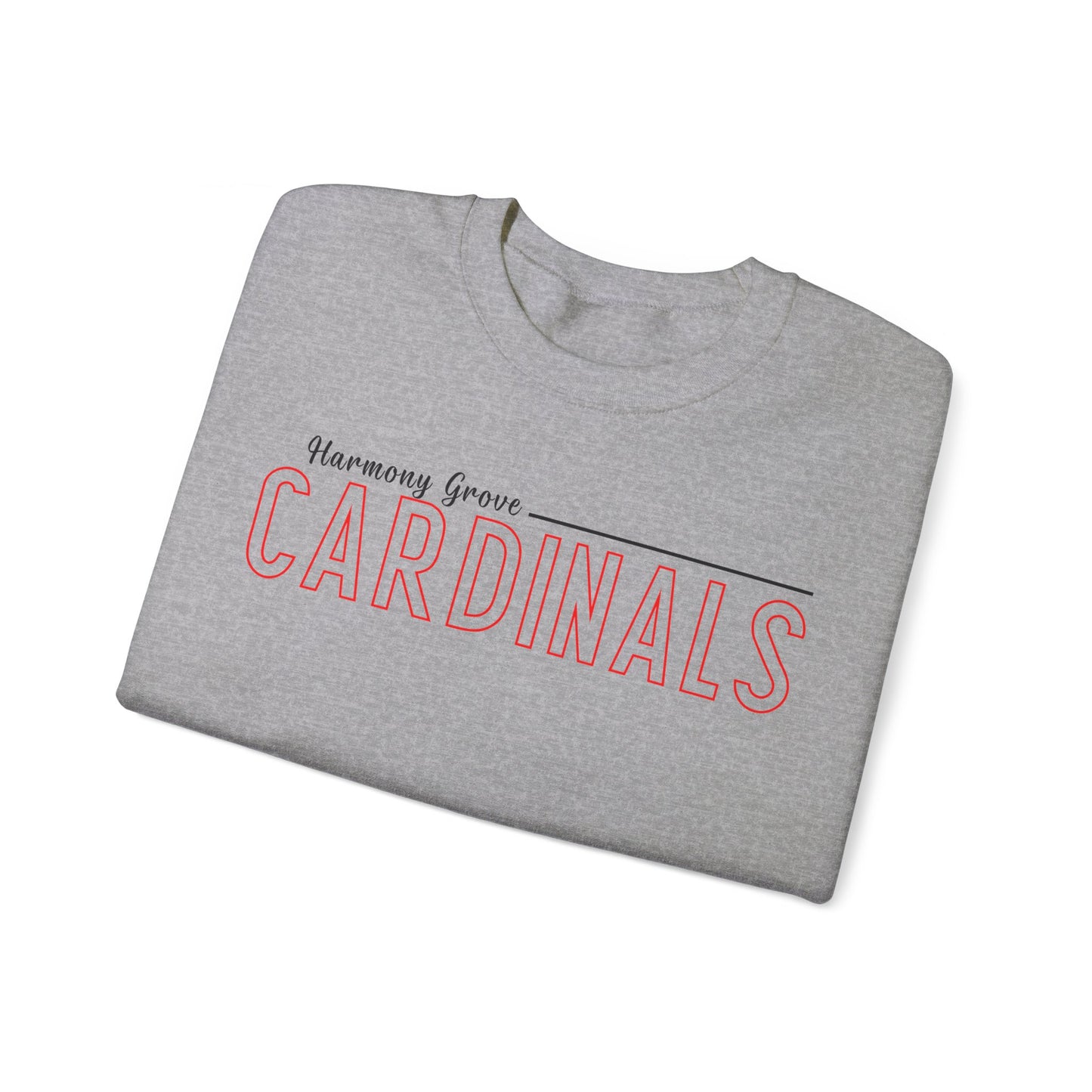 Harmony Grove Cardinals Outline Text - Unisex Heavy Blend™ Crewneck Sweatshirt