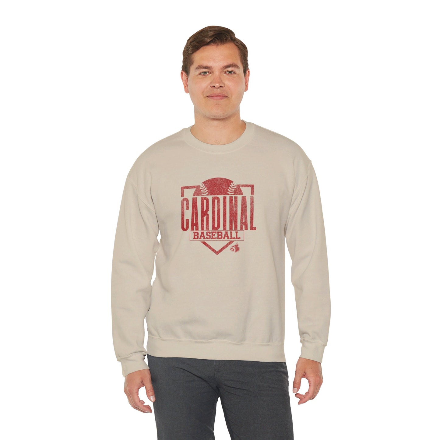 Vintage Cardinal Baseball Plate - Unisex Heavy Blend™ Crewneck Sweatshirt