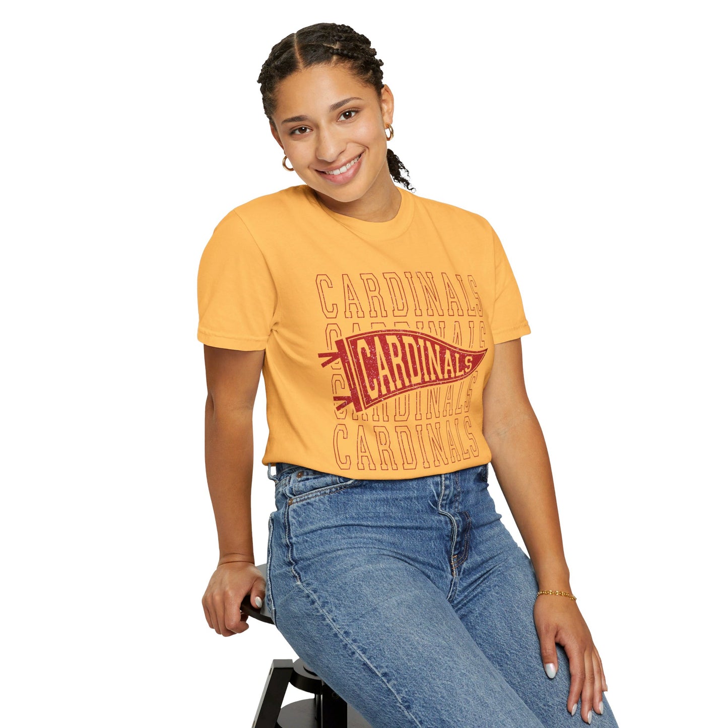 Cardinal Distressed Pennant - Comfort Colors T-shirt