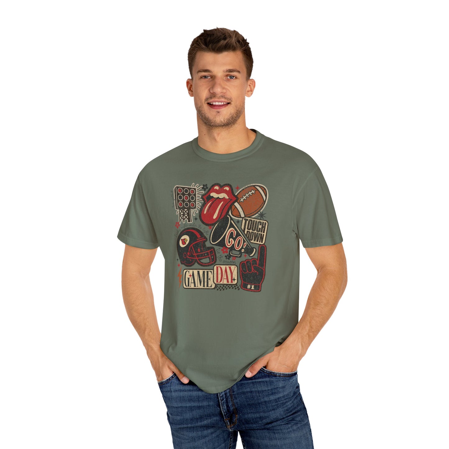 Cardinal Football Collage - Comfort Colors T Shirt
