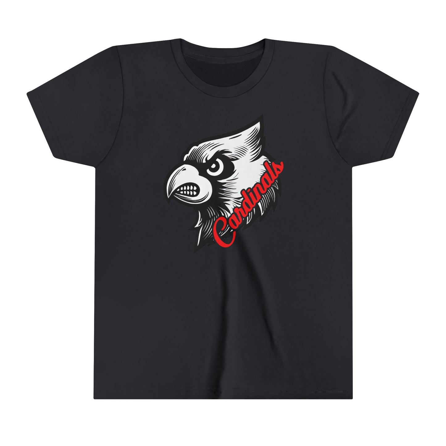 Black and White Cardinal Inset Text - Bella + Canvas Youth Tee