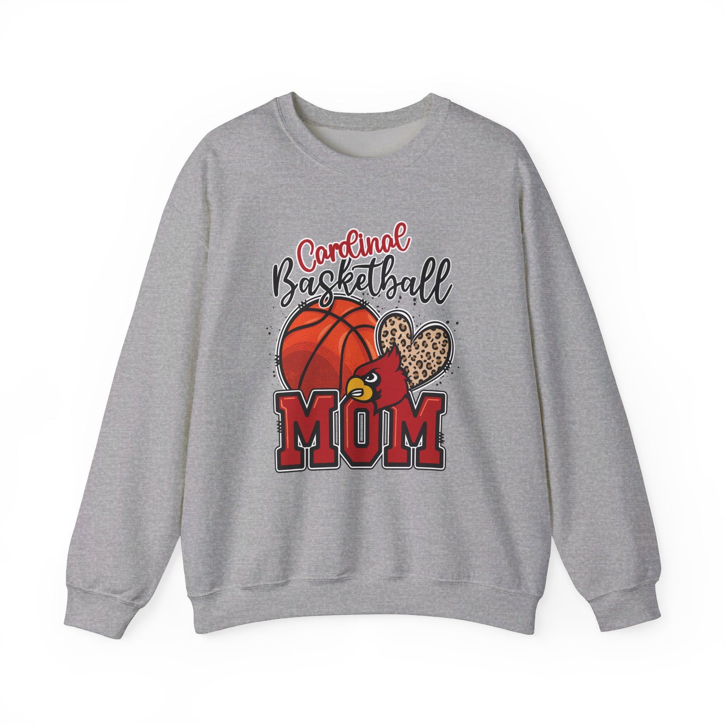 Cardinal Basketball Mom Leopard - Unisex Heavy Blend™ Crewneck Sweatshirt