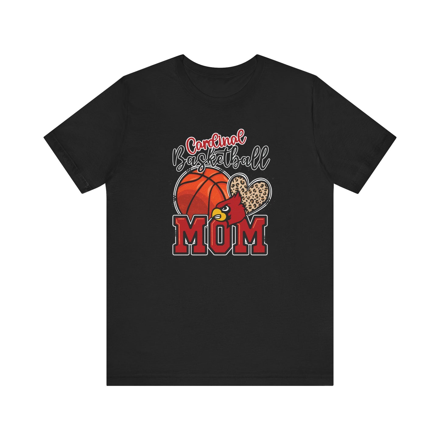 Cardinal Basketball Mom Leopard - Bella + Canvas Short Sleeve Tee