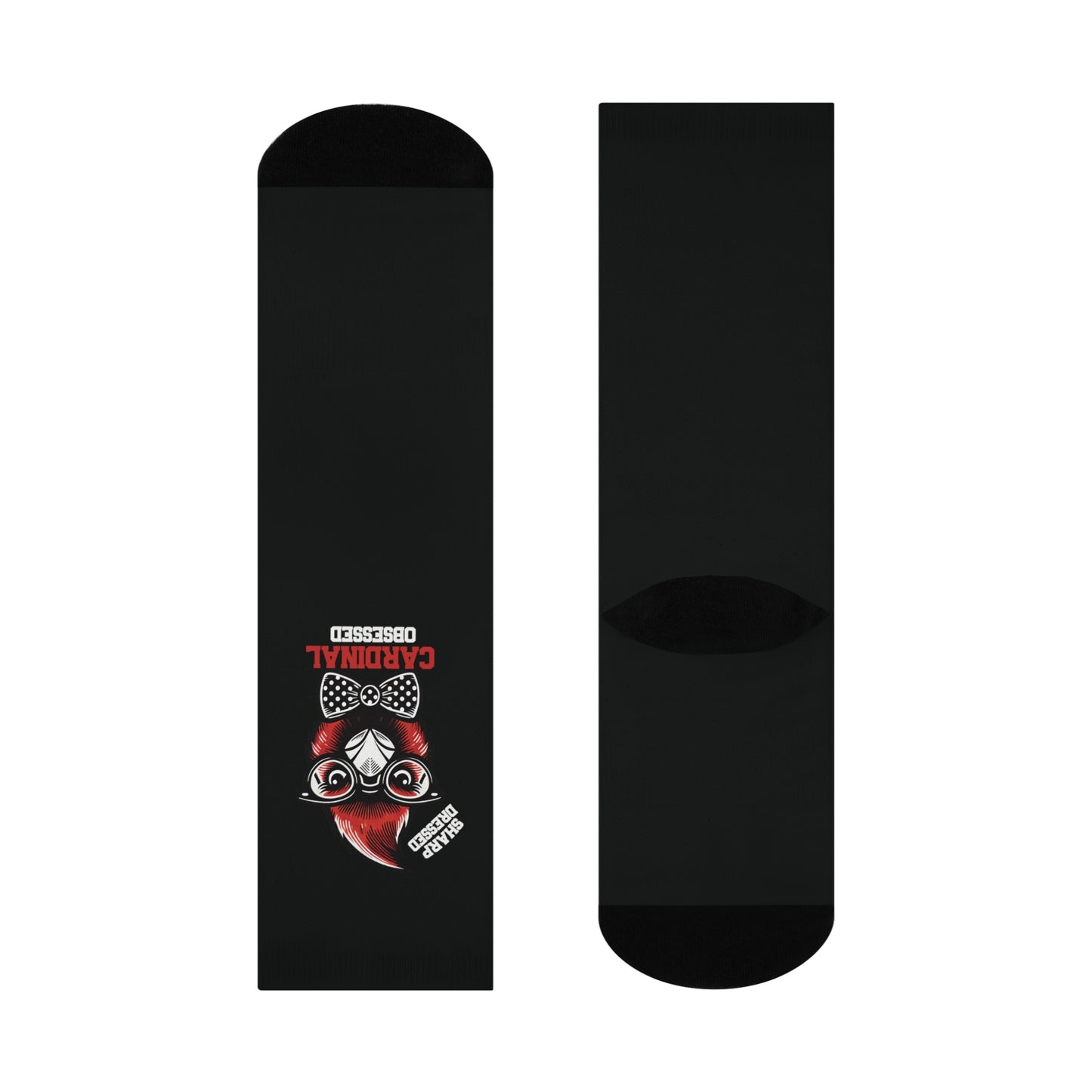 Sharp Dressed Cardinal Obsessed - Black Cushioned Crew Socks