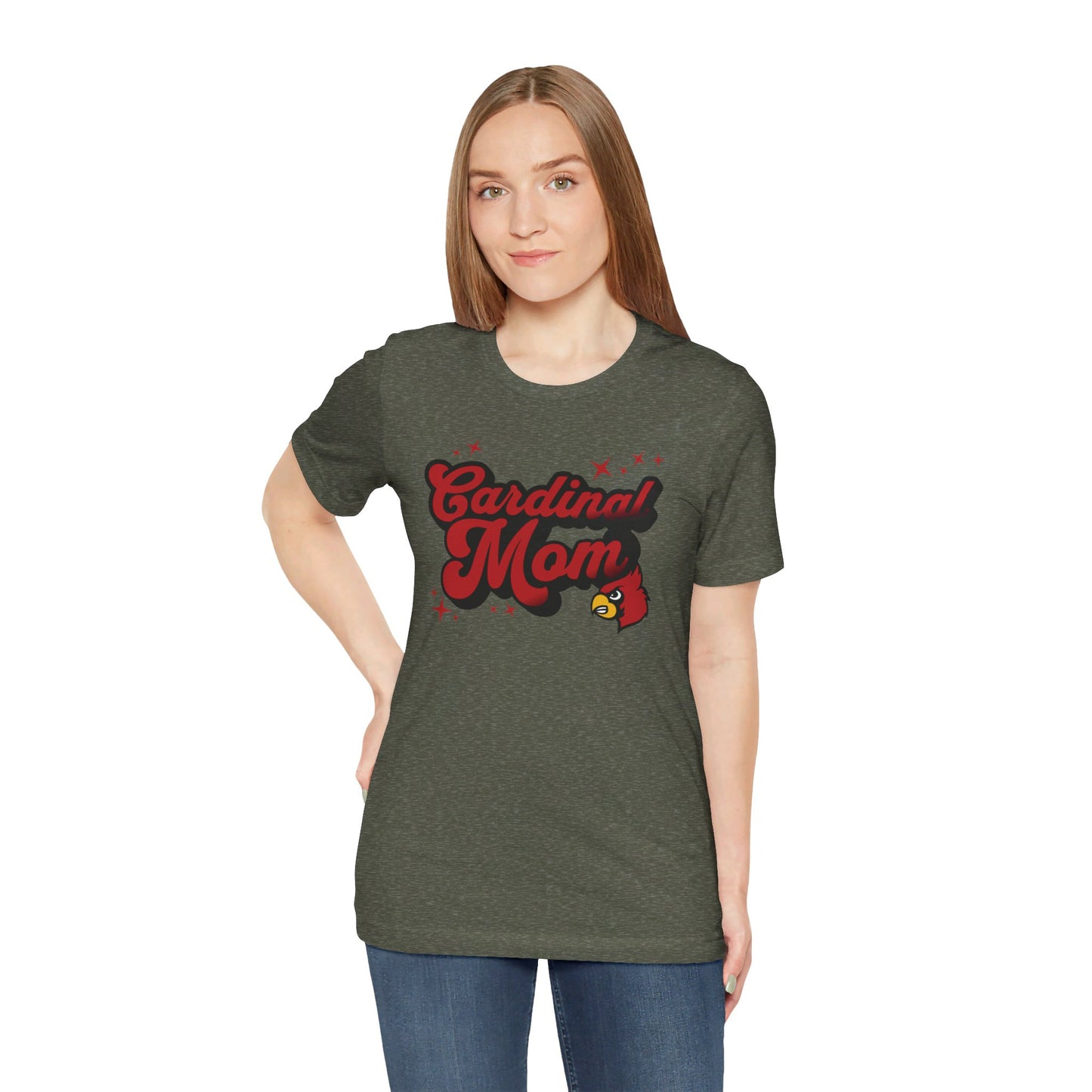 Groovy Cardinal Mom - Bella + Canvas Short Sleeve Tee