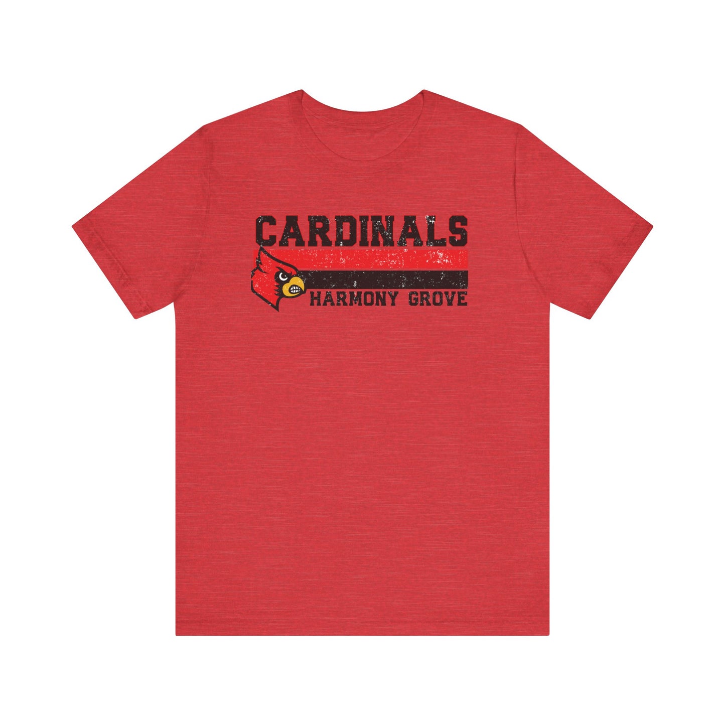 Cardinals Harmony Grove Stripe - Bella + Canvas Short Sleeve Tee