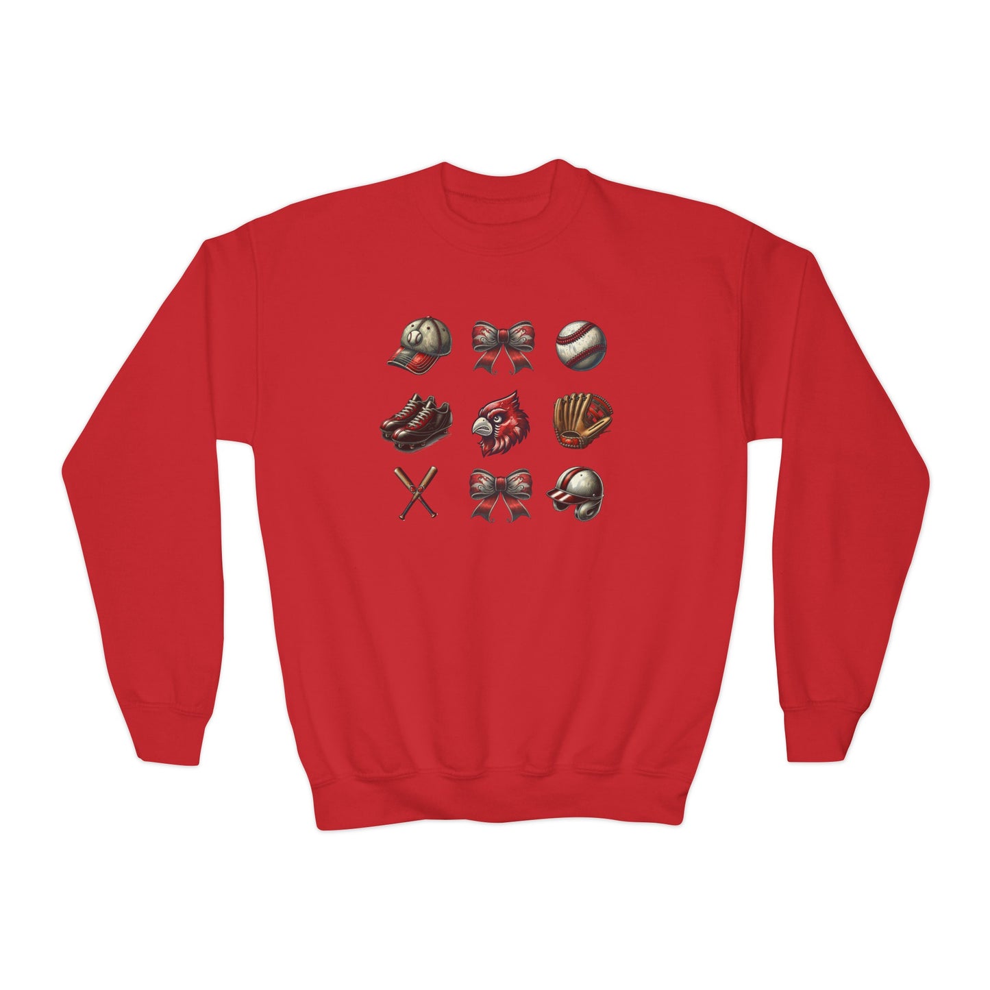 Cardinal Vintage Coquette - Youth Crew Sweatshirt