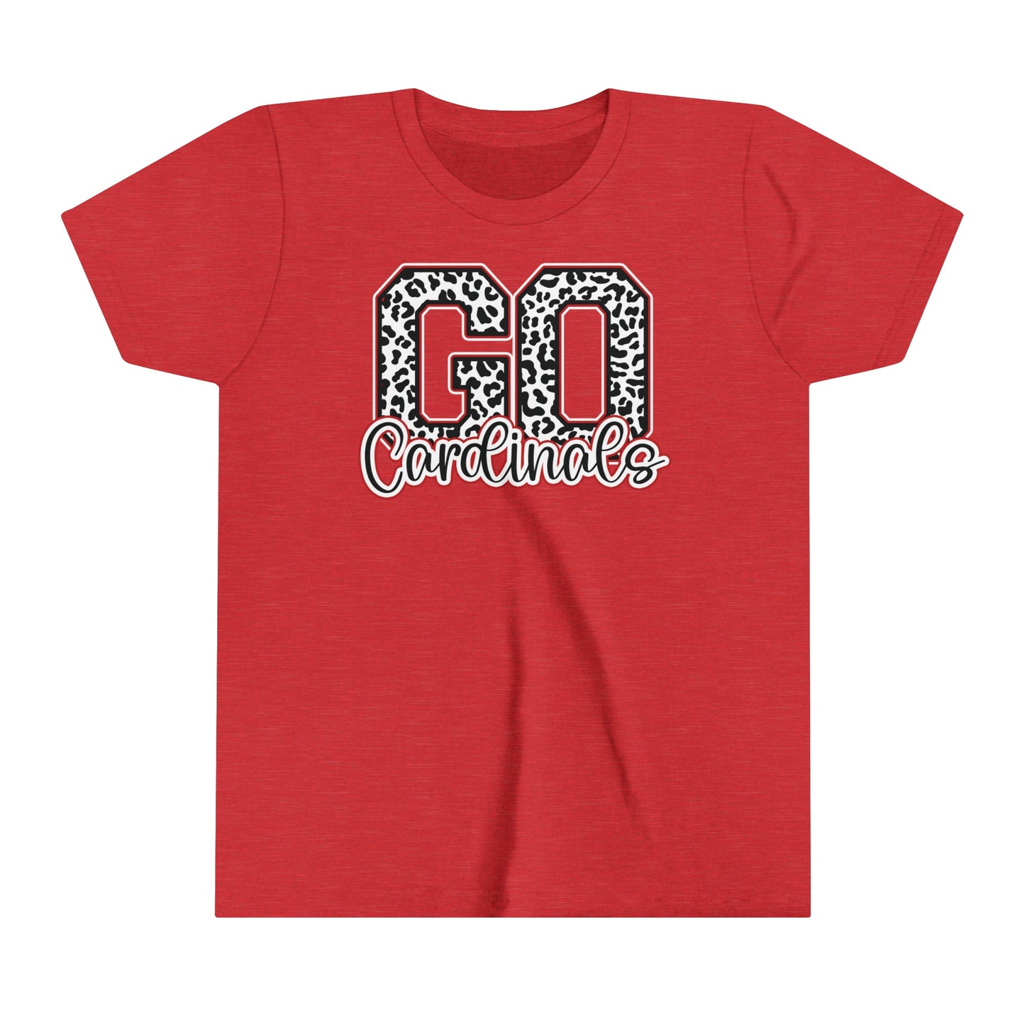 Go Cardinals Leopard Letters - Bella + Canvas Youth Tee