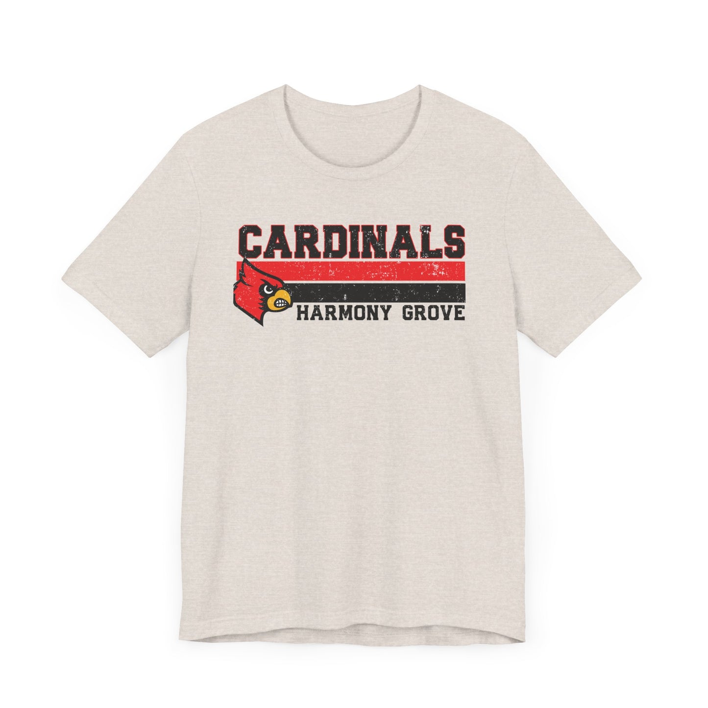 Cardinals Harmony Grove Stripe - Bella + Canvas Short Sleeve Tee