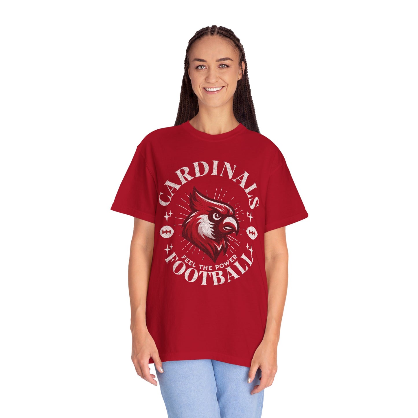 Cardinal Football Distressed - Comfort Colors T-shirt