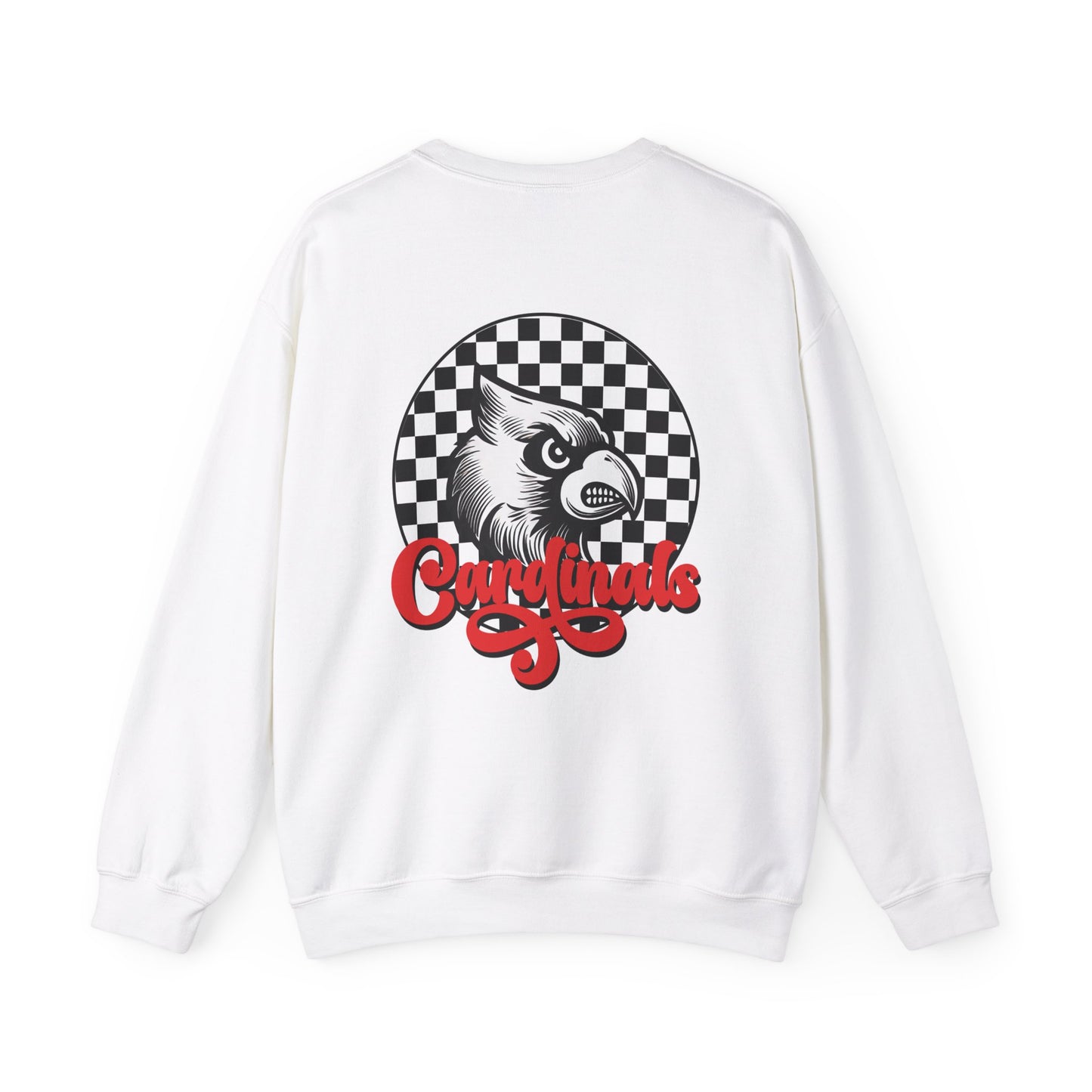 Black and White Check Cardinal Script - Unisex Heavy Blend™ Crewneck Sweatshirt