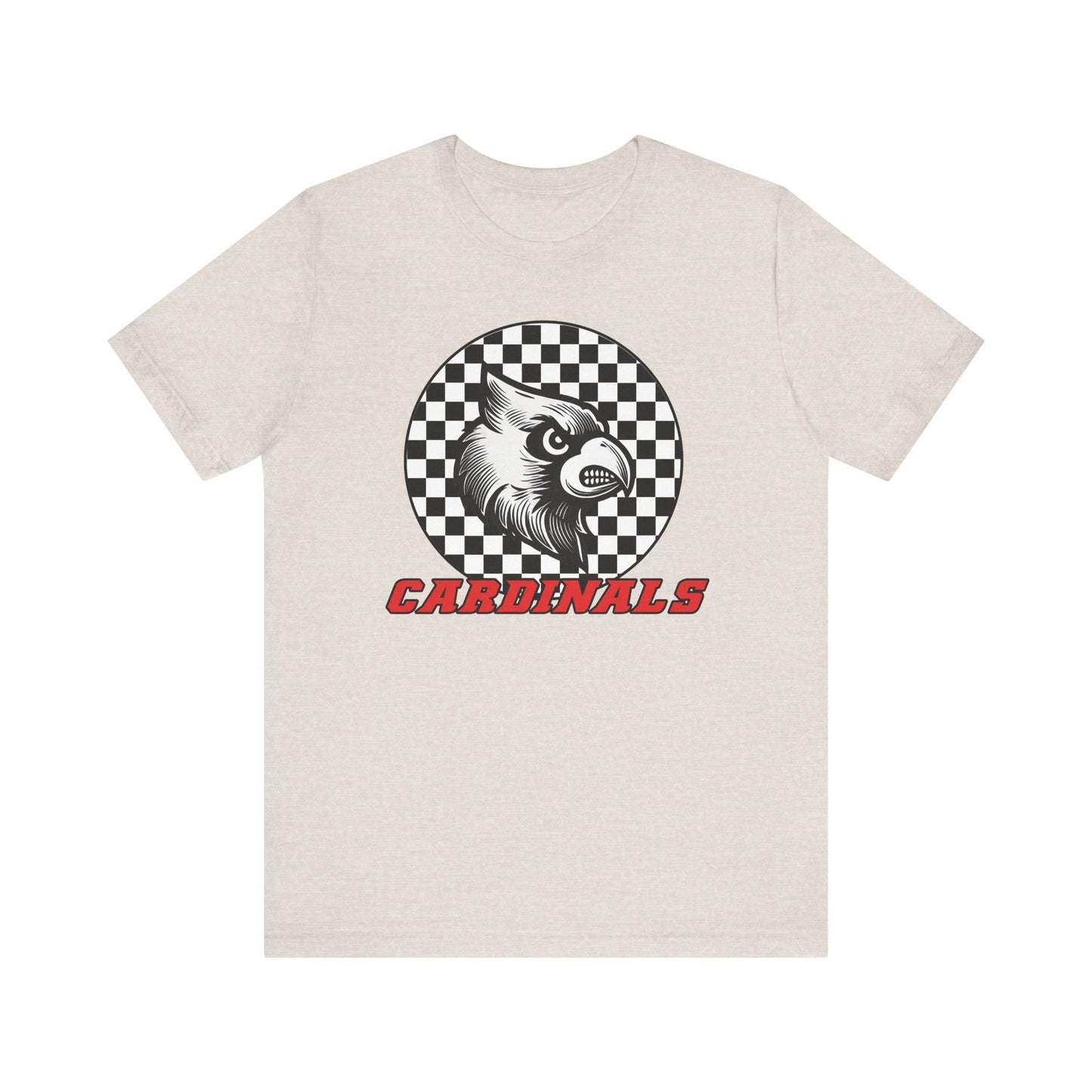 Cardinals Black and White Checkerboard - Bella + Canvas Short Sleeve Tee