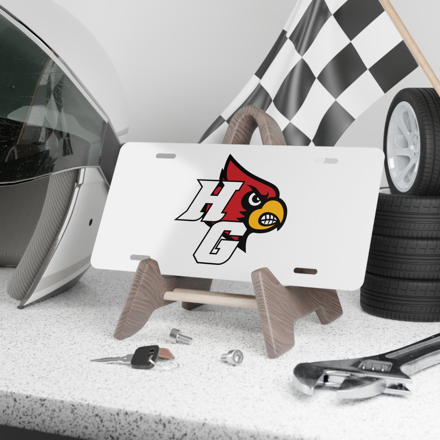 HG Cardinal Logo White - Vanity Plate