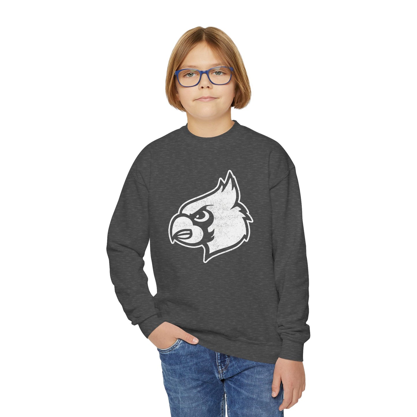 Distressed Cardinal - Youth Crew Sweatshirt