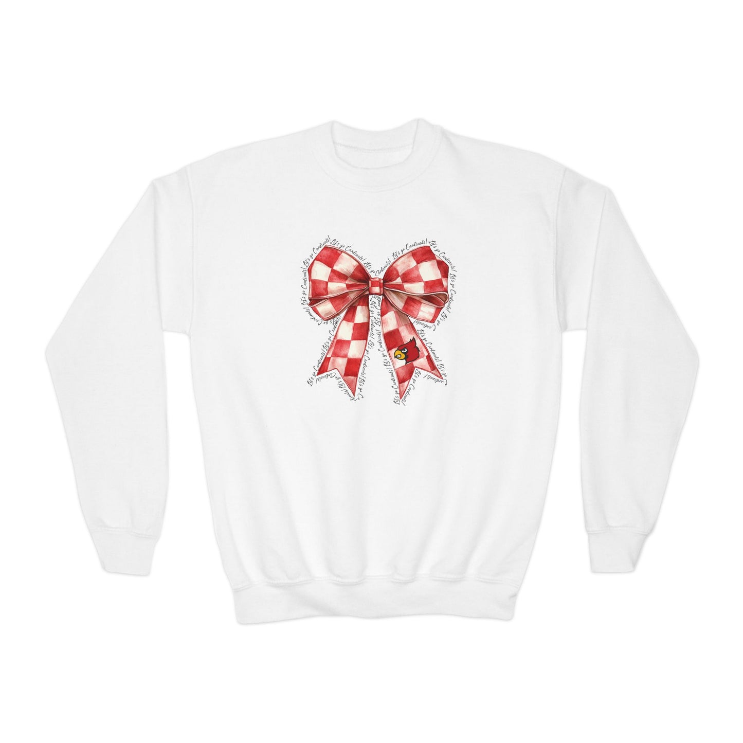Let's go Cardinals Coquette Bow - Youth Crew Sweatshirt