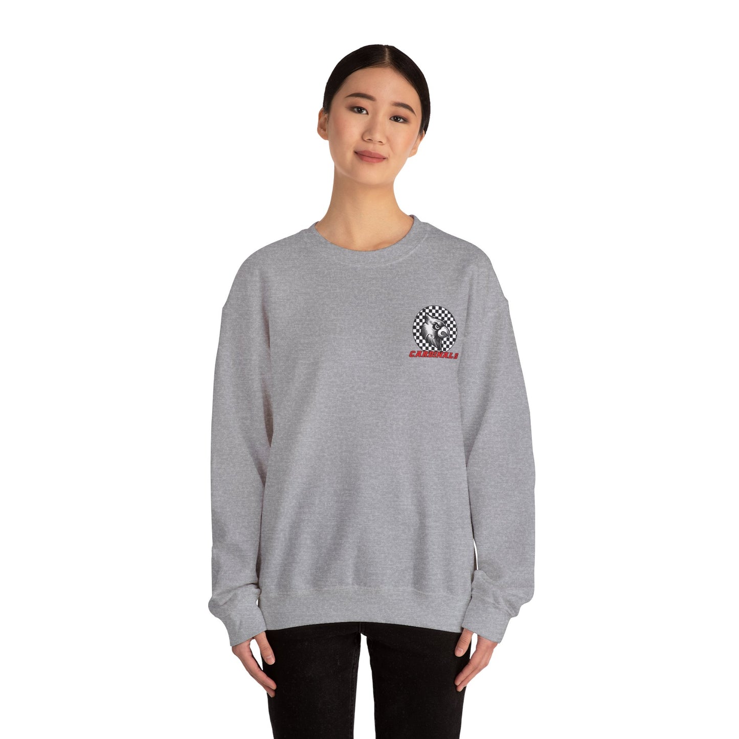 Black and White Checkered Cardinal - of Unisex Heavy Blend™ Crewneck Sweatshirt