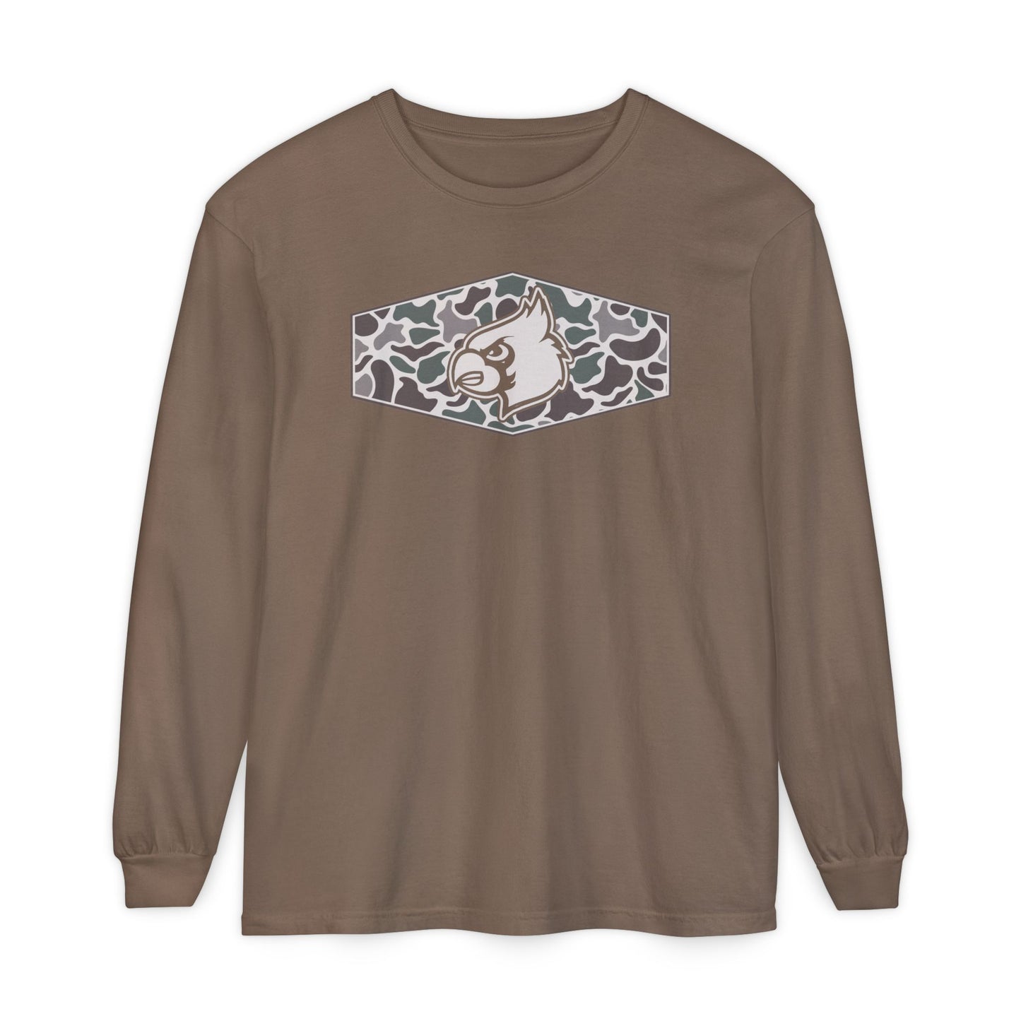 Old School Camo Cardinal Inset - Comfort Colors Long Sleeve T-Shirt