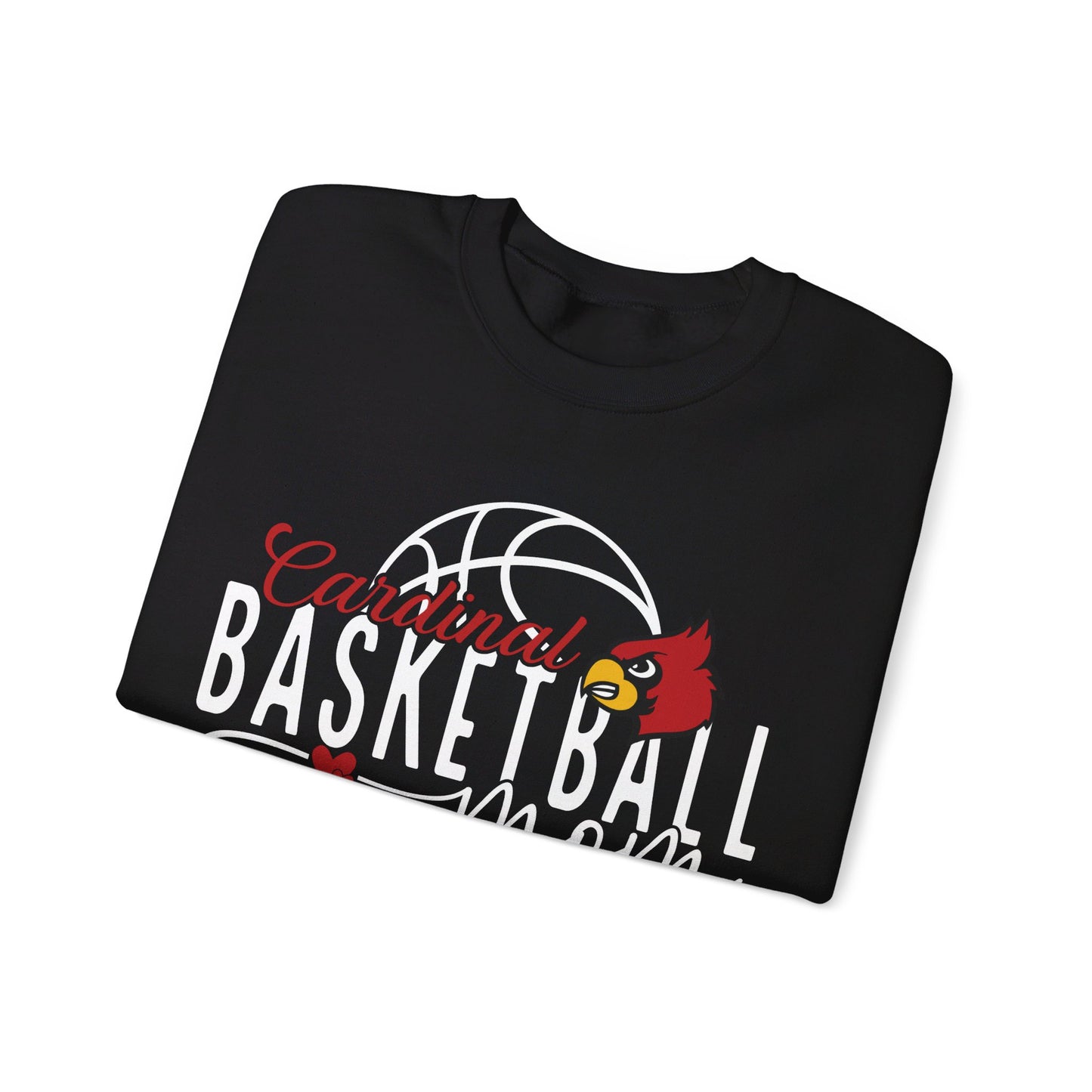 Cardinal Basketball Mom Hearts - Unisex Heavy Blend™ Crewneck Sweatshirt