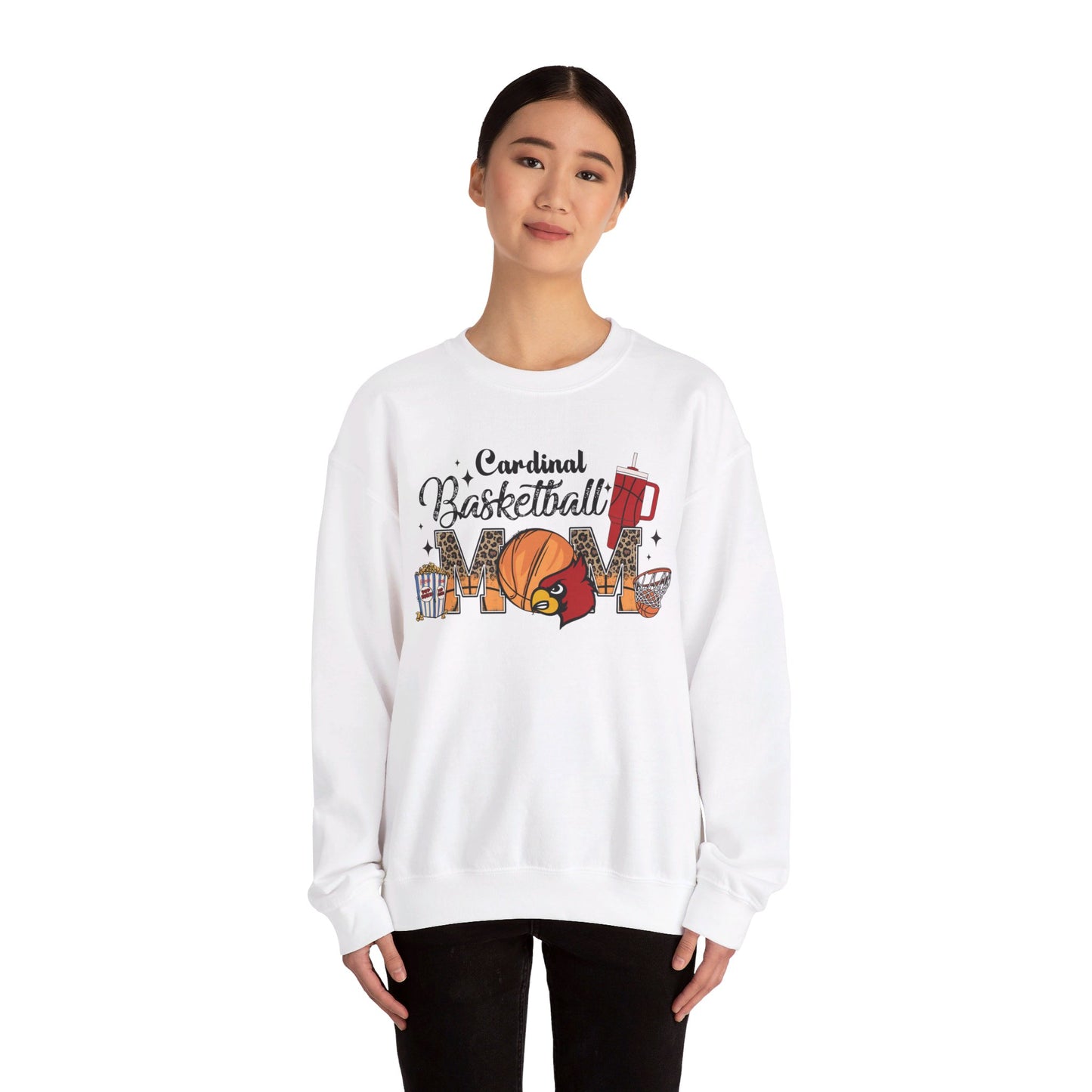 Cardinal Basketball Mom - Unisex Heavy Blend™ Crewneck Sweatshirt