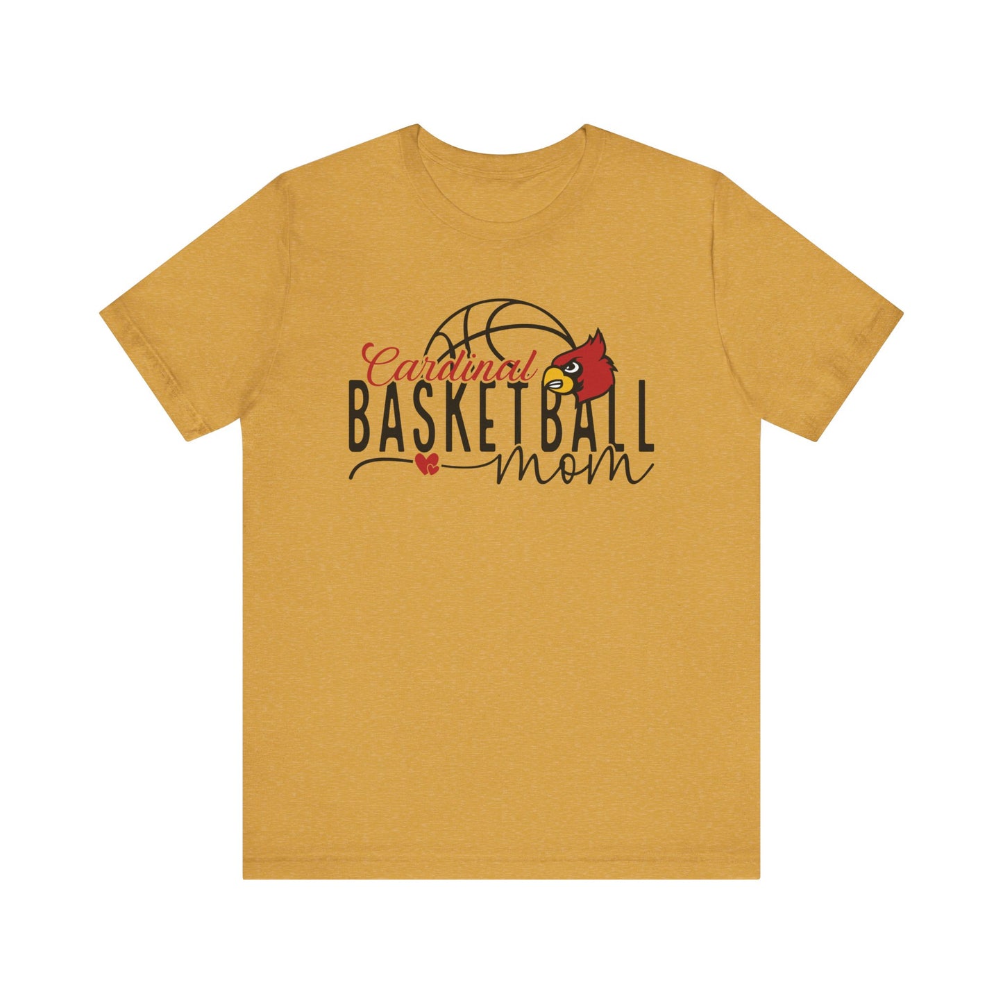 Cardinal Basketball Mom Hearts - Bella + Canvas Short Sleeve Tee