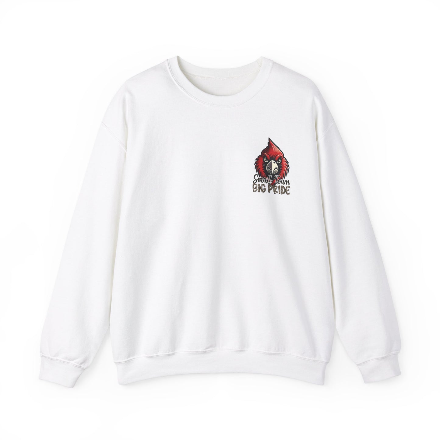 Cardinal Small Town Big Pride Back Design - Unisex Heavy Blend™ Crewneck Sweatshirt