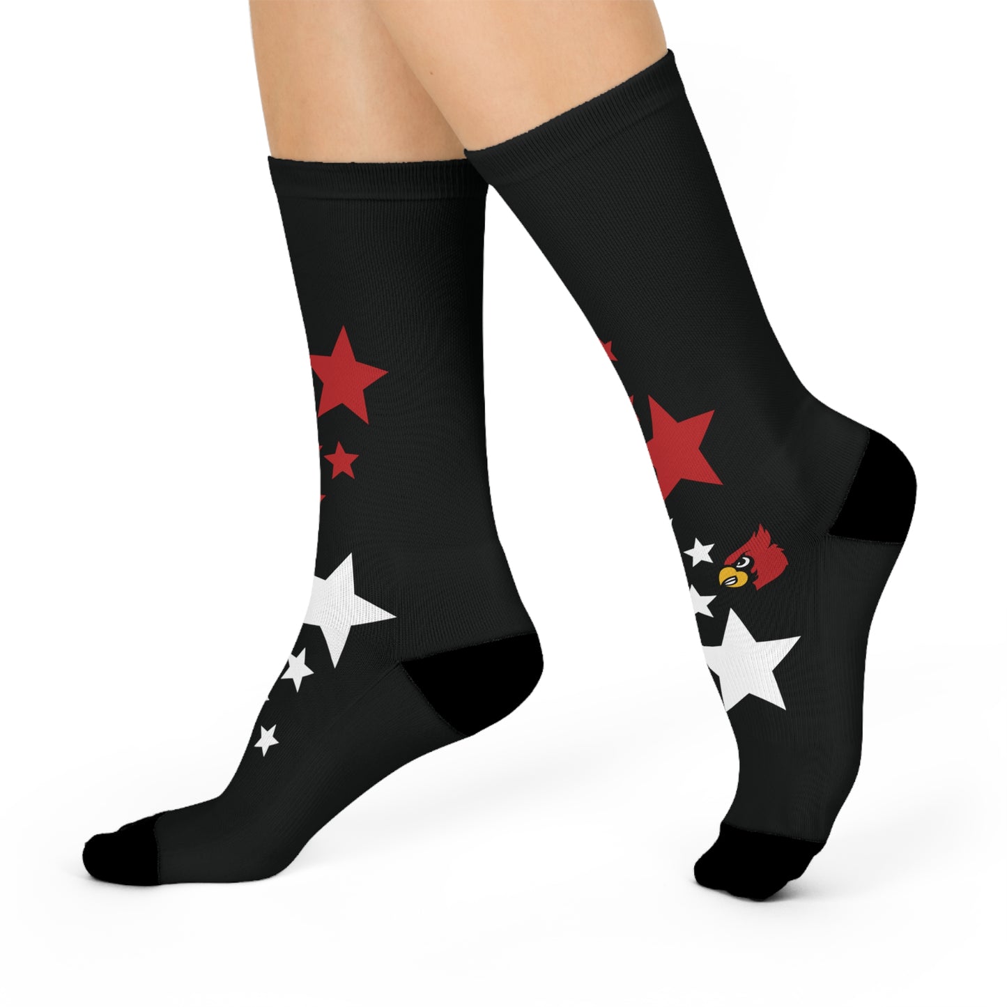 Cardinals Stars - Black Cushioned Crew Socks