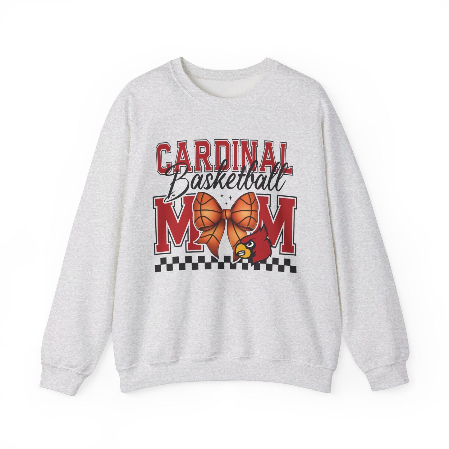 Cardinal Basketball Mom Checkerboard - Unisex Heavy Blend™ Crewneck Sweatshirt