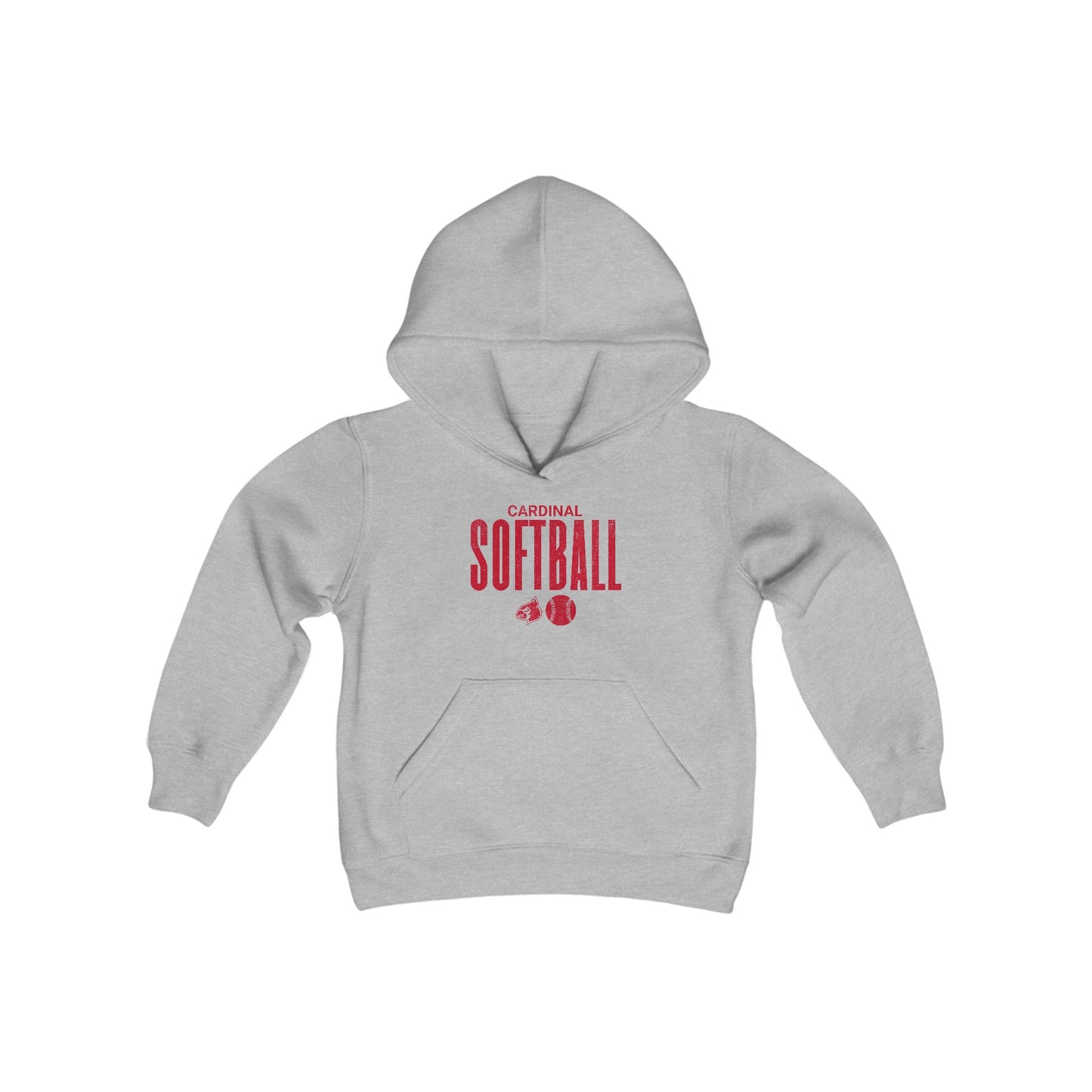 Vintage Cardinal Softball - Youth Heavy Blend Hooded Sweatshirt
