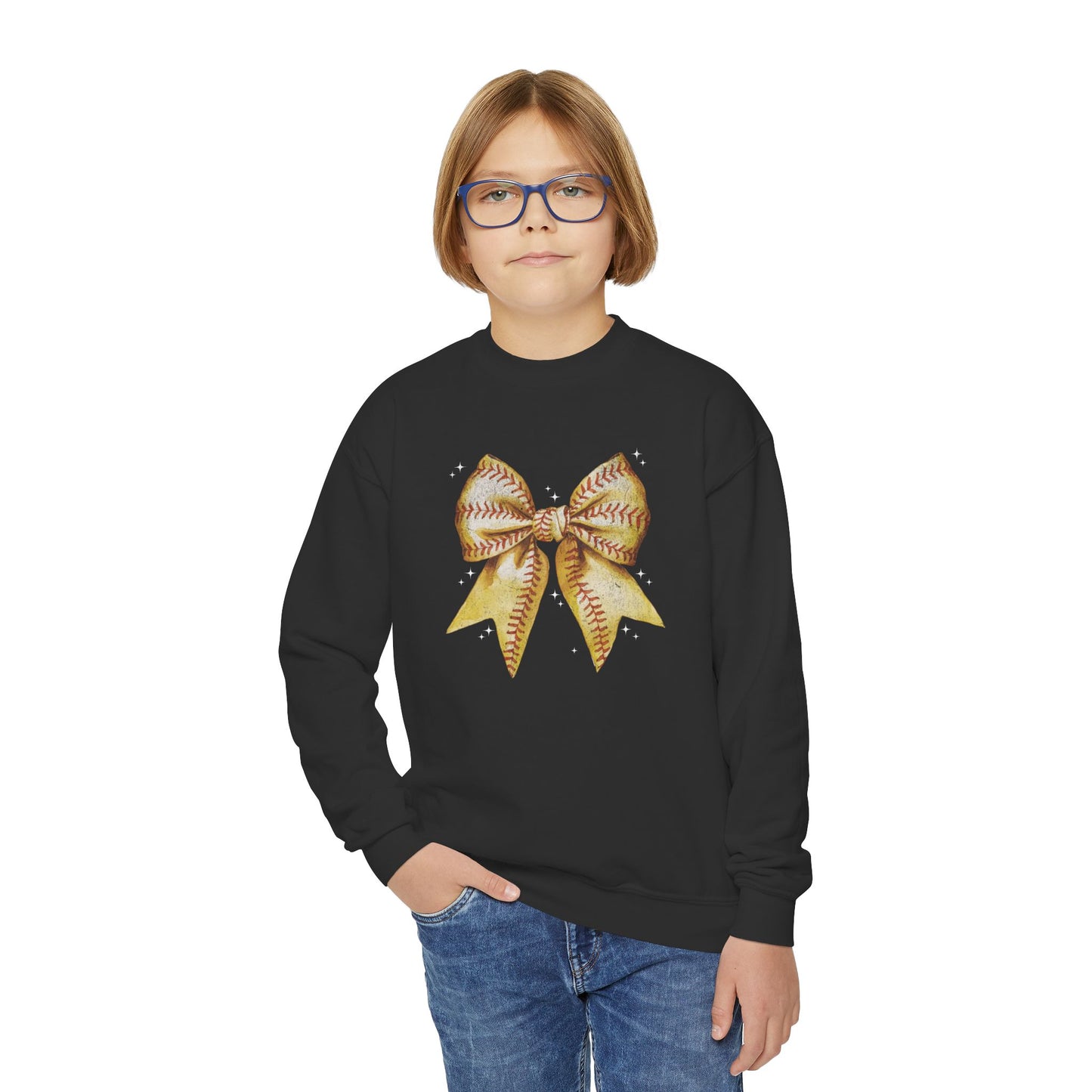 Game Day Softball Coquette - Youth Crew Sweatshirt