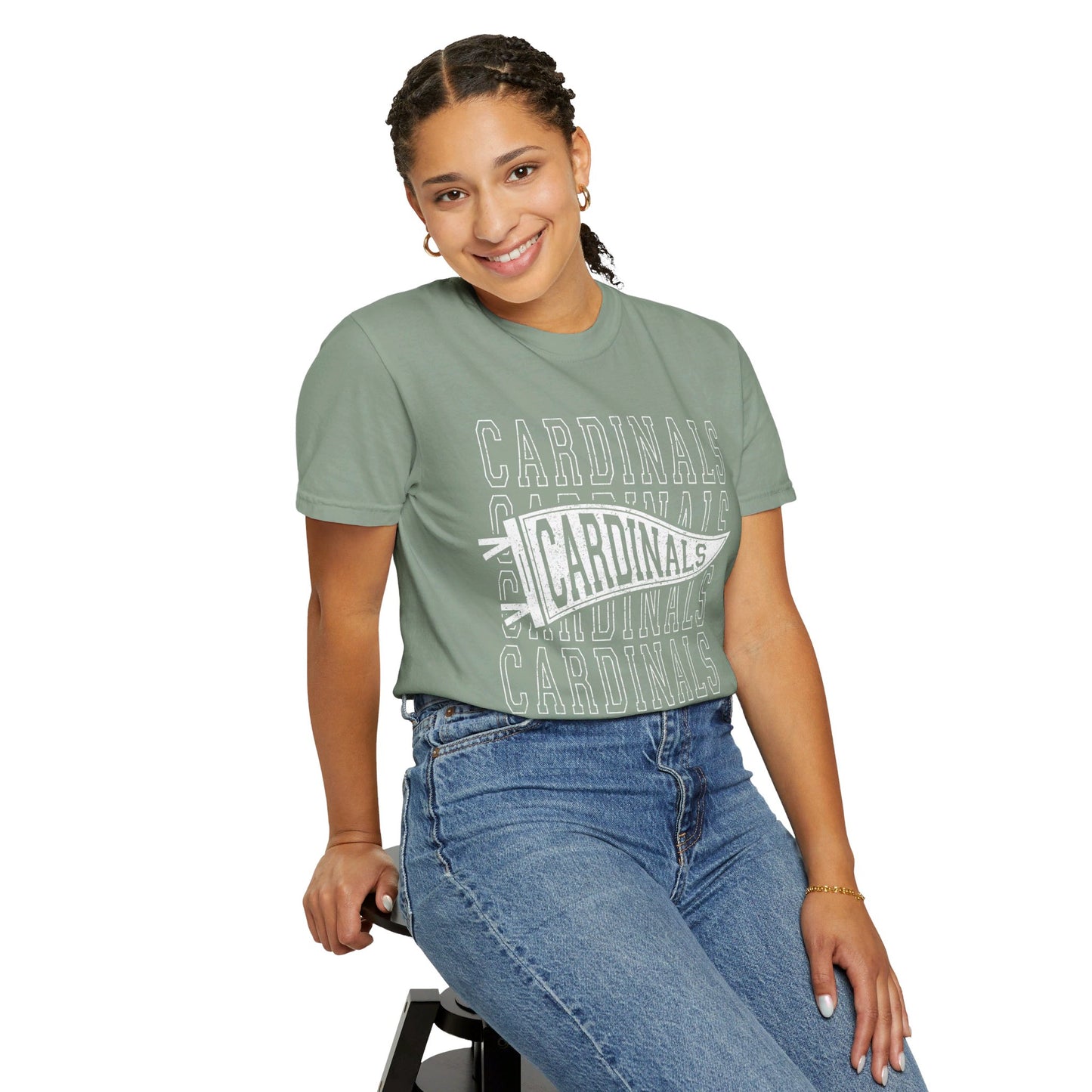 Cardinal Distressed Pennant - Comfort Colors T-shirt